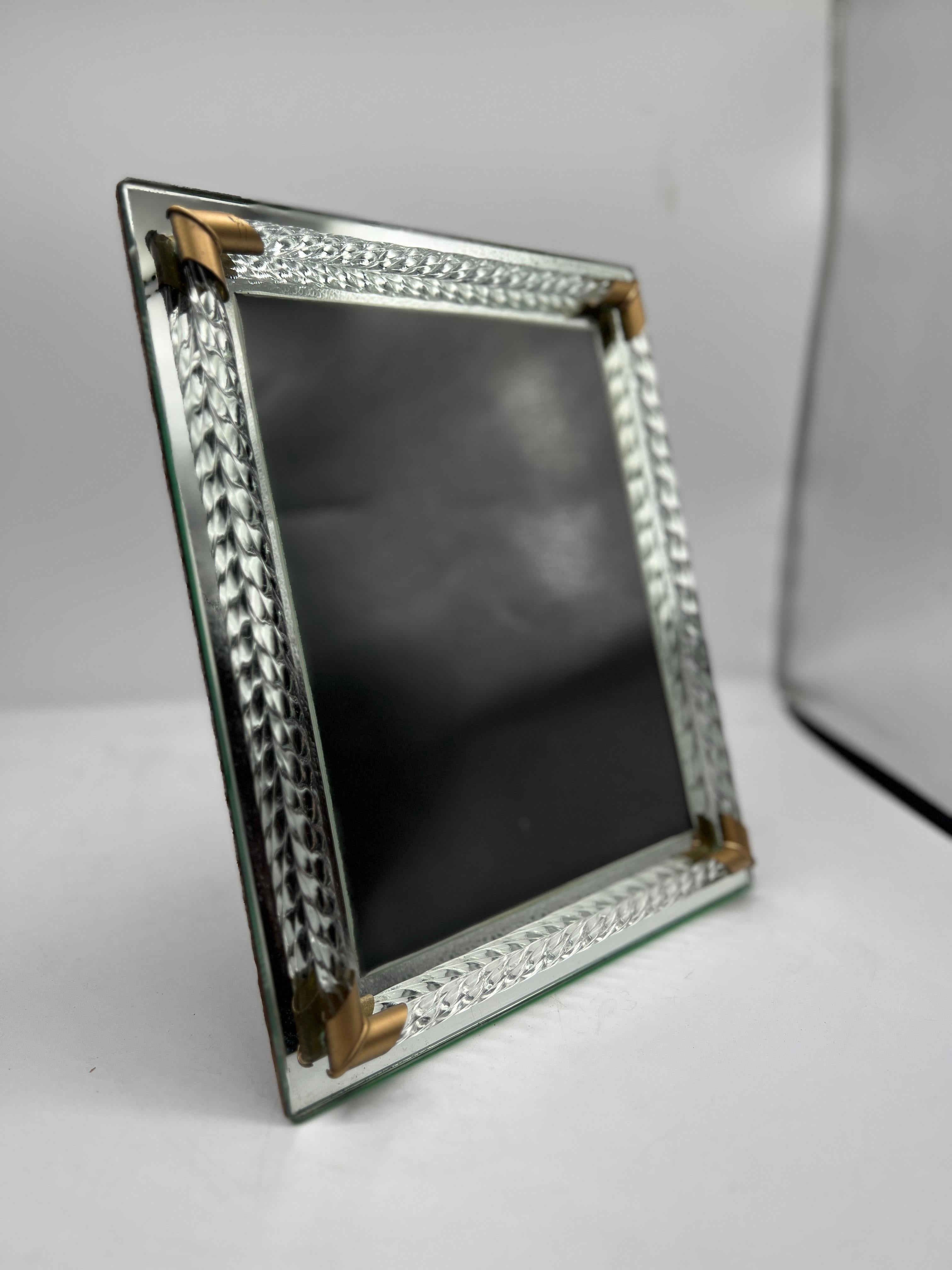 Italian Vintage Murano Twist Glass & Mirrored Picture Frame