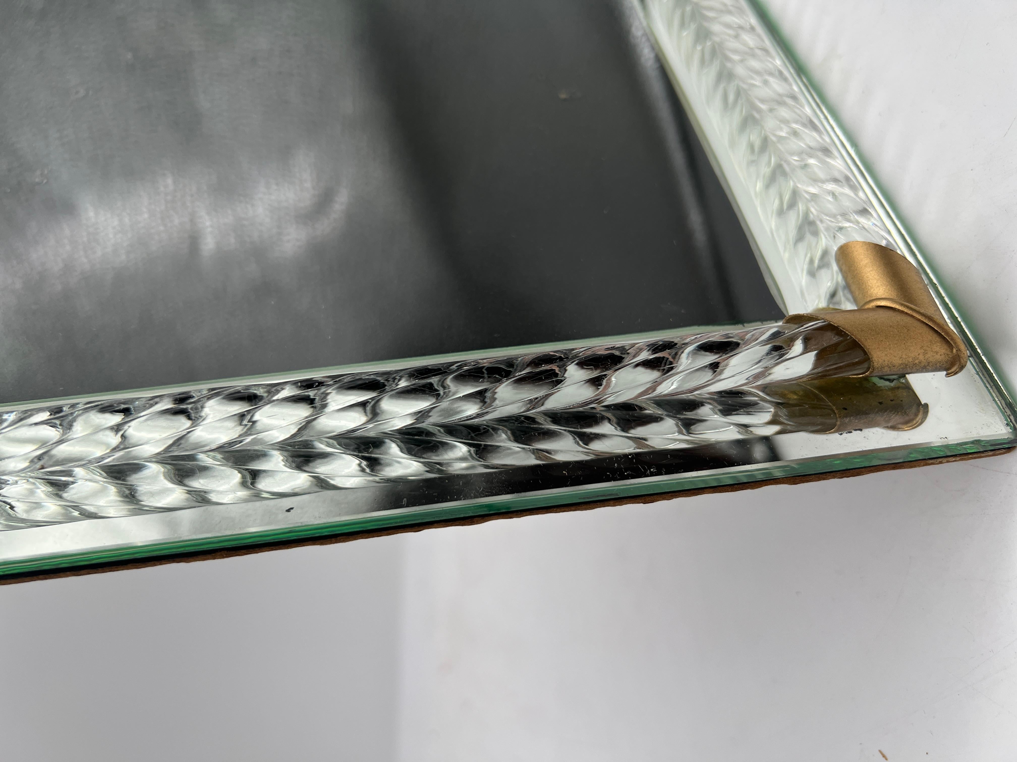 Vintage Murano Twist Glass & Mirrored Picture Frame In Good Condition In Atlanta, GA