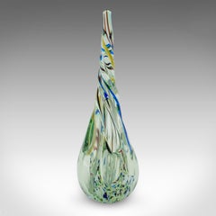 Vintage Murano Twist Vase, Italian, Art Glass Posy Sleeve, Paperweight, C.1980