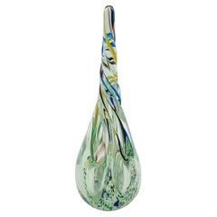 Vintage Murano Twist Vase, Italian, Art Glass Posy Sleeve, Paperweight, C.1980