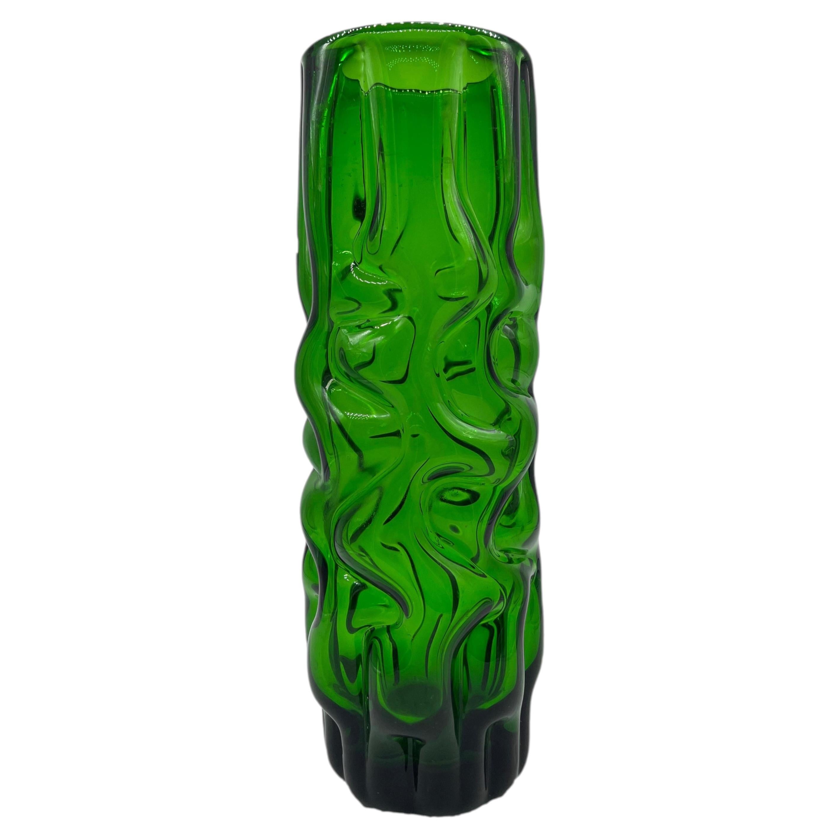 Vintage Murano vase , Emerald Green decorative made in Italy