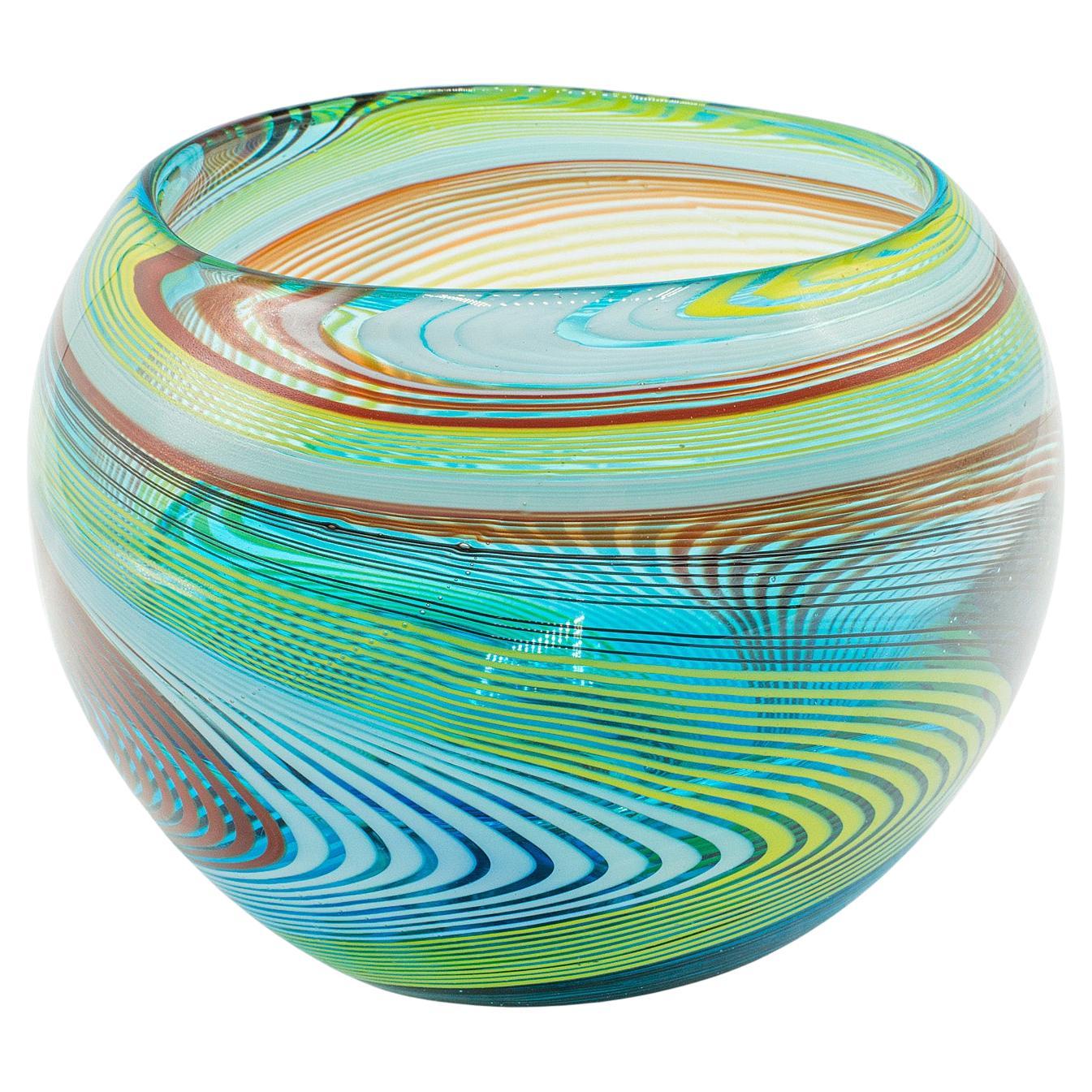 Vaso di Murano d'epoca, italiano, vetro artistico, piatto da frutta, fioriera, metà del secolo scorso in vendita