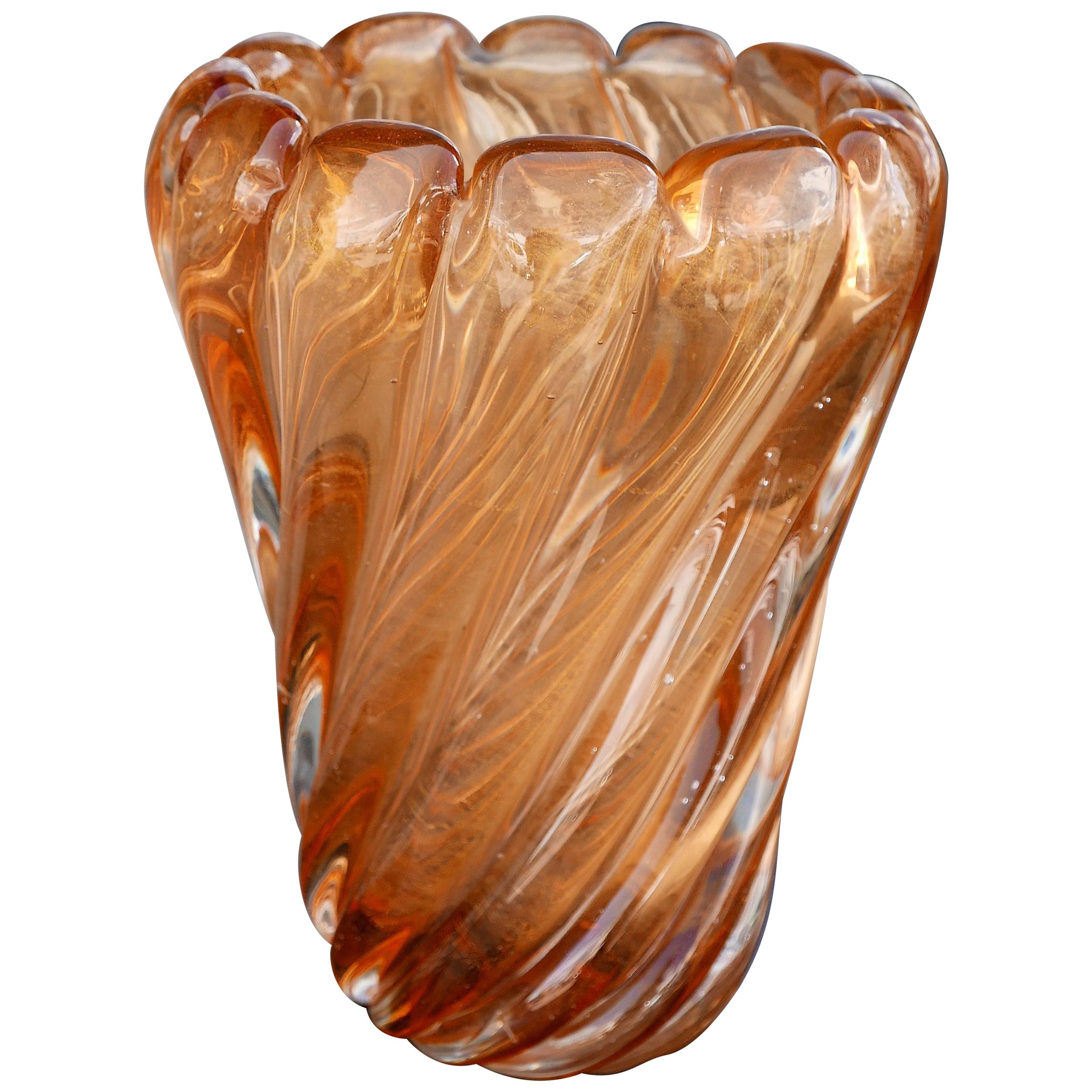 Vintage Murano Vase with Gold Inclusions by Seguso