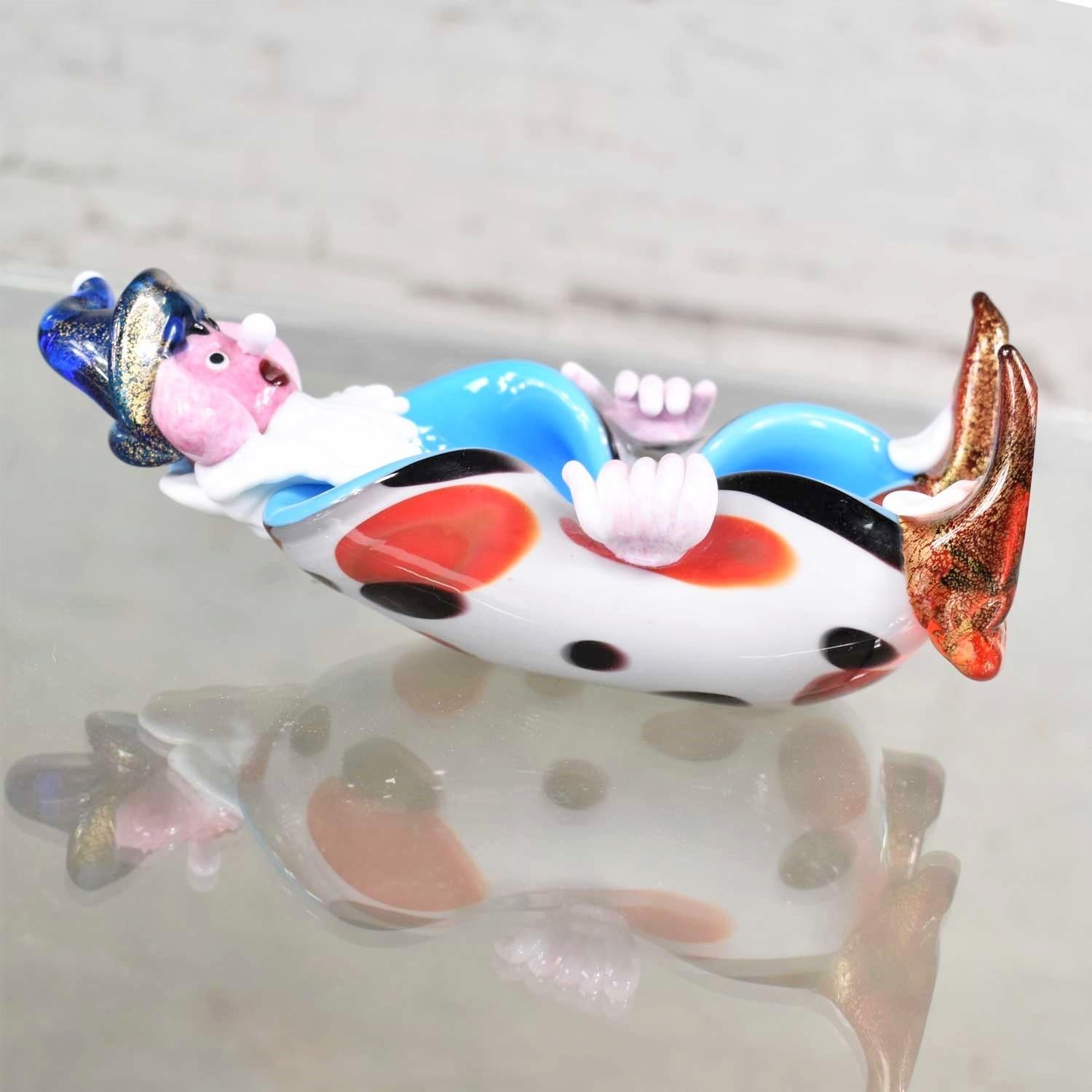 Italian Vintage Murano Venetian Glass Clown Dish Mid-Century Modern