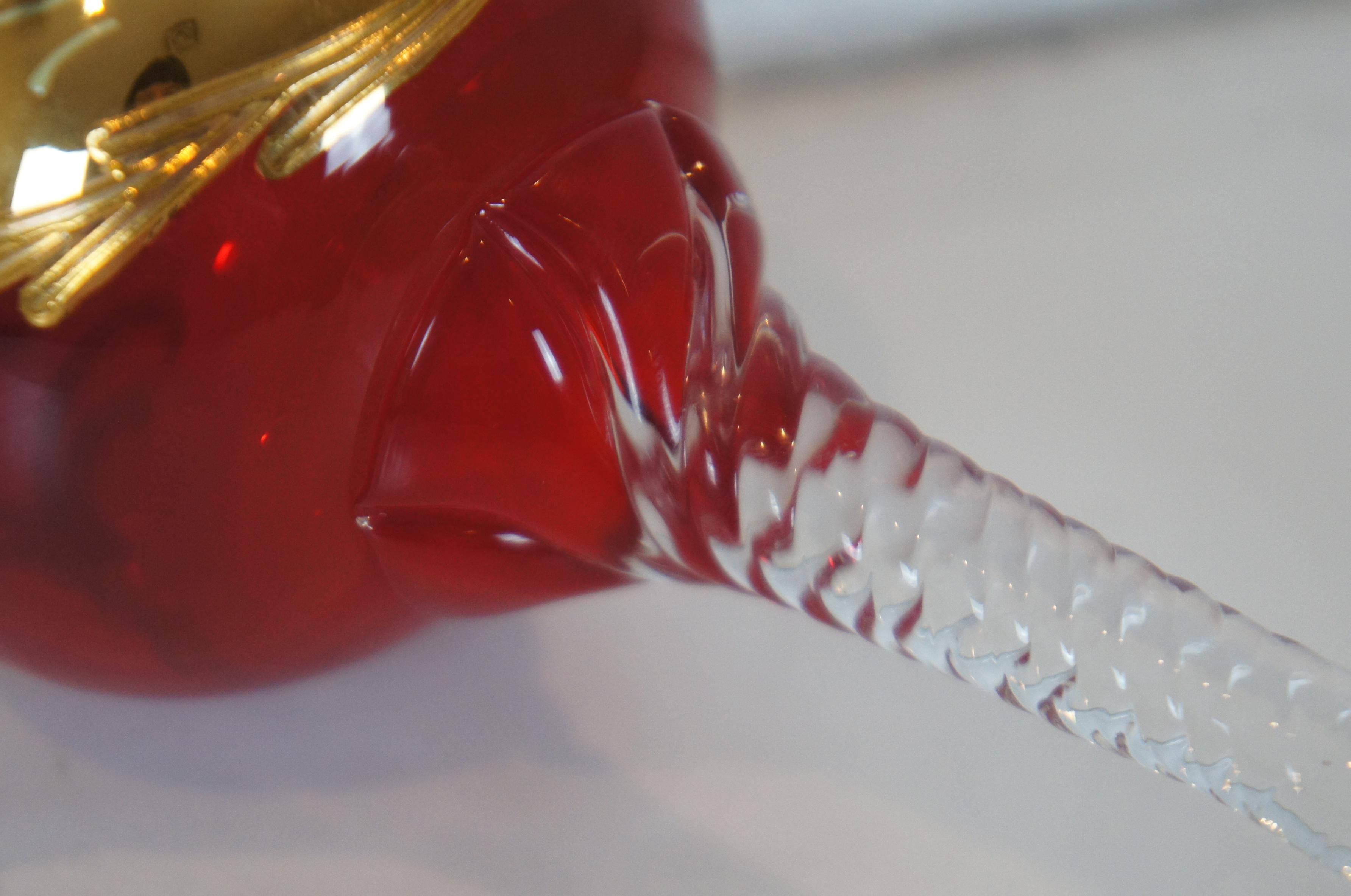 Vintage Murano Venetian Ruby Glass Kiddush Cup 10 Commandments Judaica Goblet 3