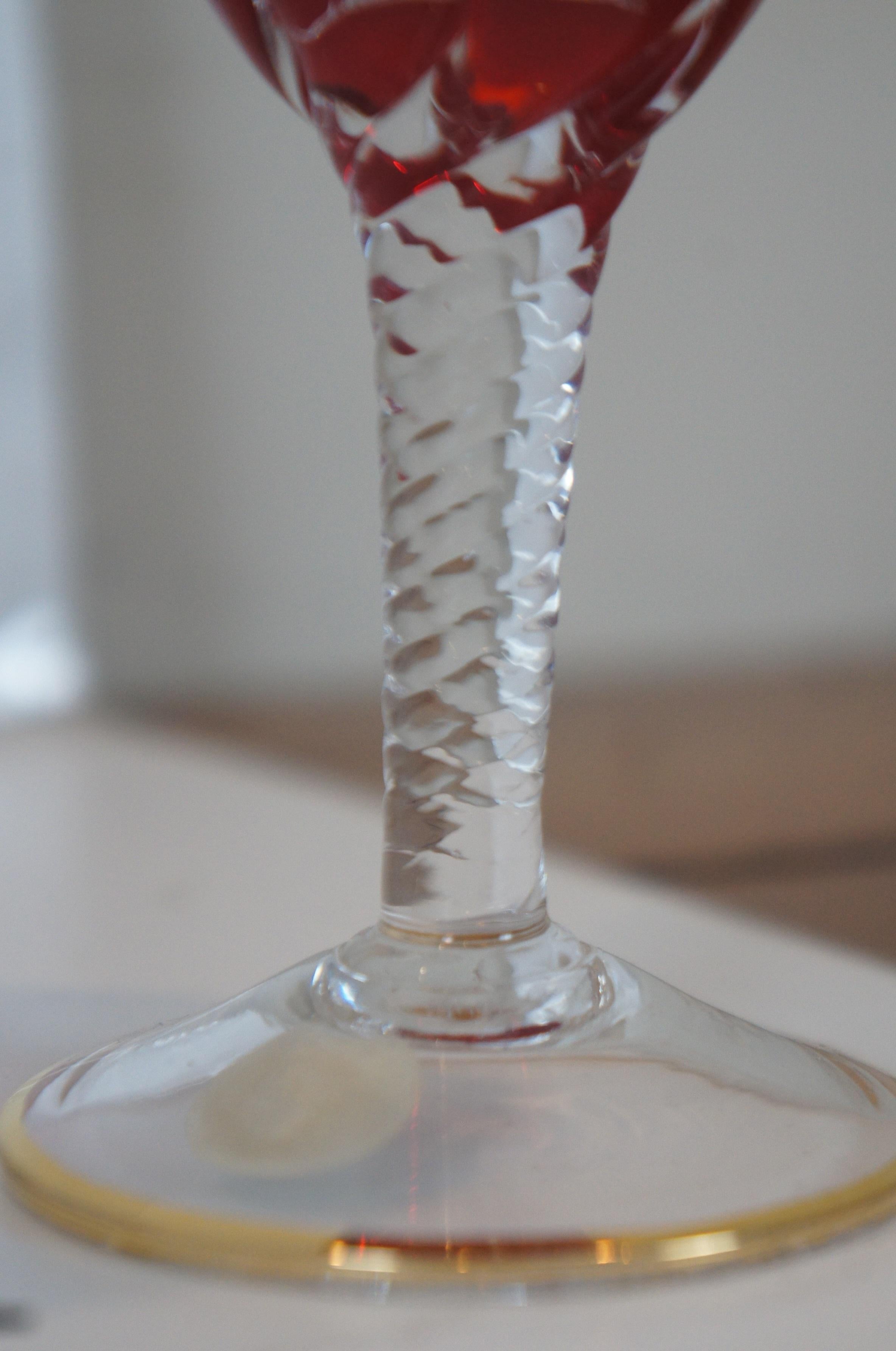 Vintage Murano Venetian Ruby Glass Kiddush Cup 10 Commandments Judaica Goblet 4