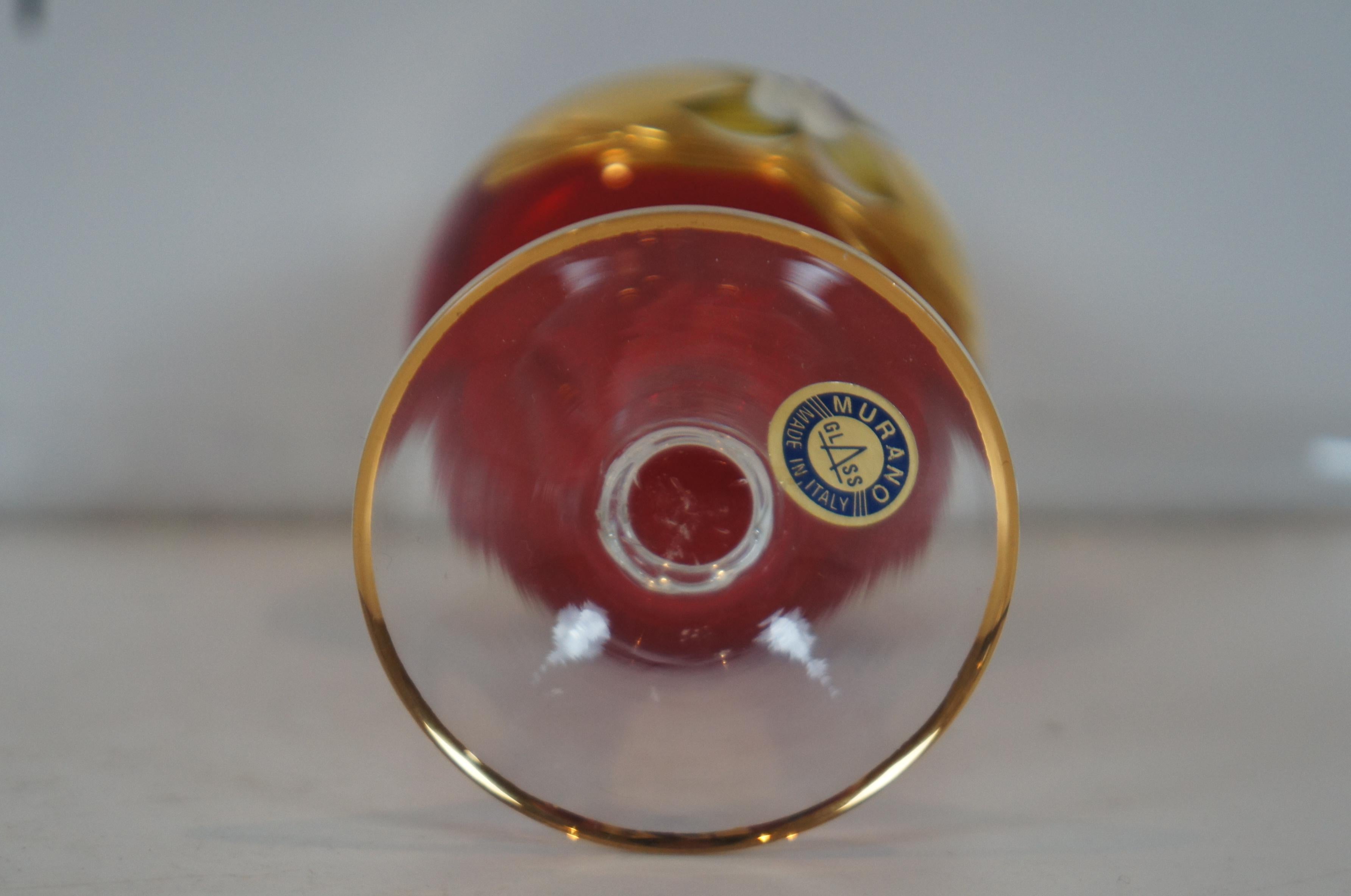 Vintage Murano Venetian Ruby Glass Kiddush Cup 10 Commandments Judaica Goblet 1