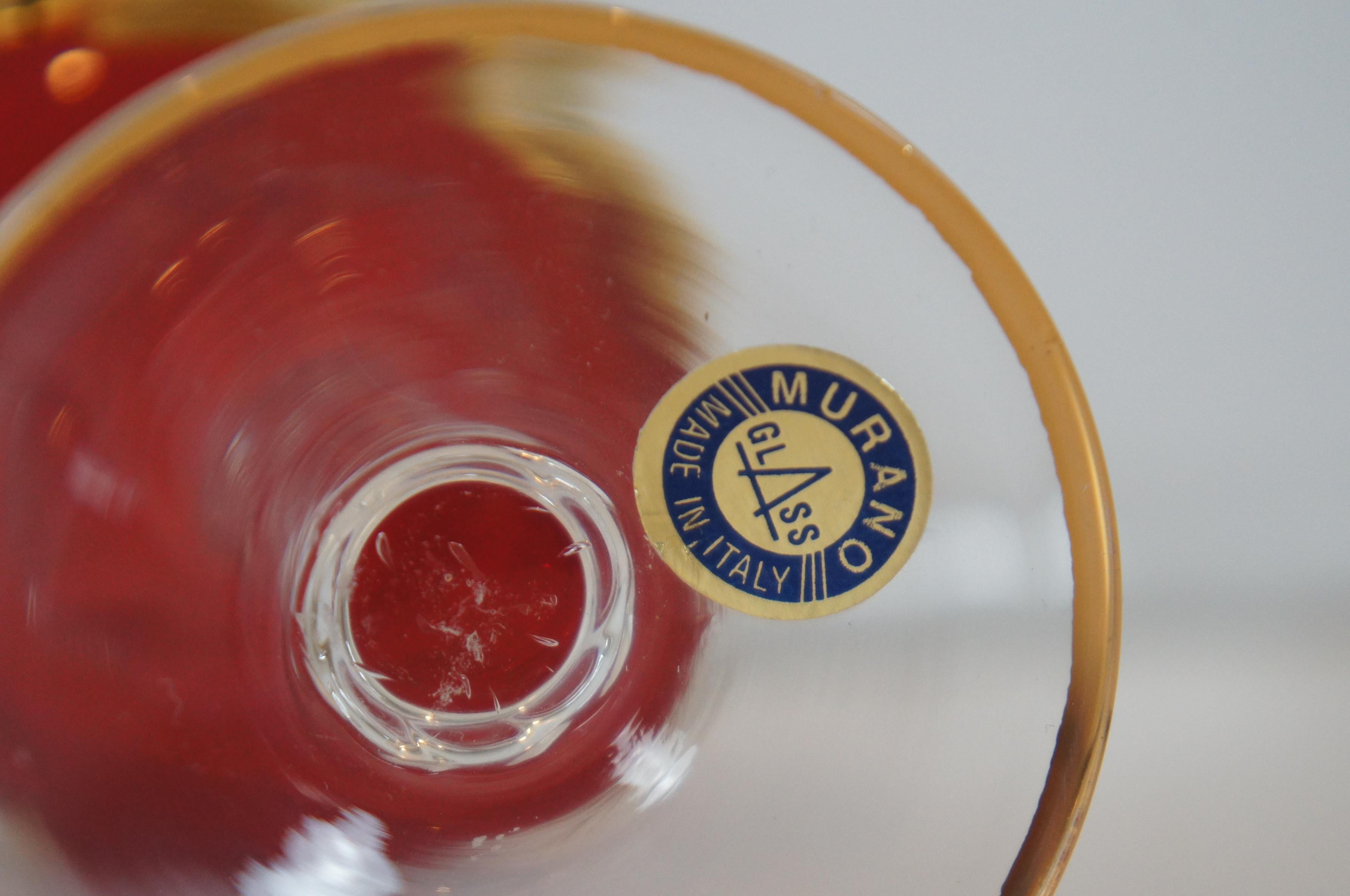 Vintage Murano Venetian Ruby Glass Kiddush Cup 10 Commandments Judaica Goblet 2
