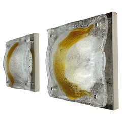 Vintage Murano wall lamps by AV Mazzega, Italy 1980s, Set of 2