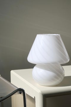 Vintage Murano White Baby Mushroom Swirl Table Lamp 1970s italian original