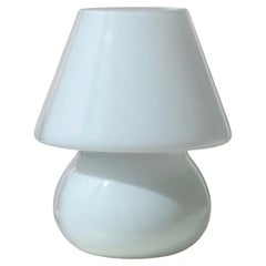Vintage Murano White Swirl Baby Mushroom Table Lamp