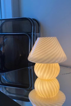 Vintage Murano Yellow Swirl Mushroom Table Lamp