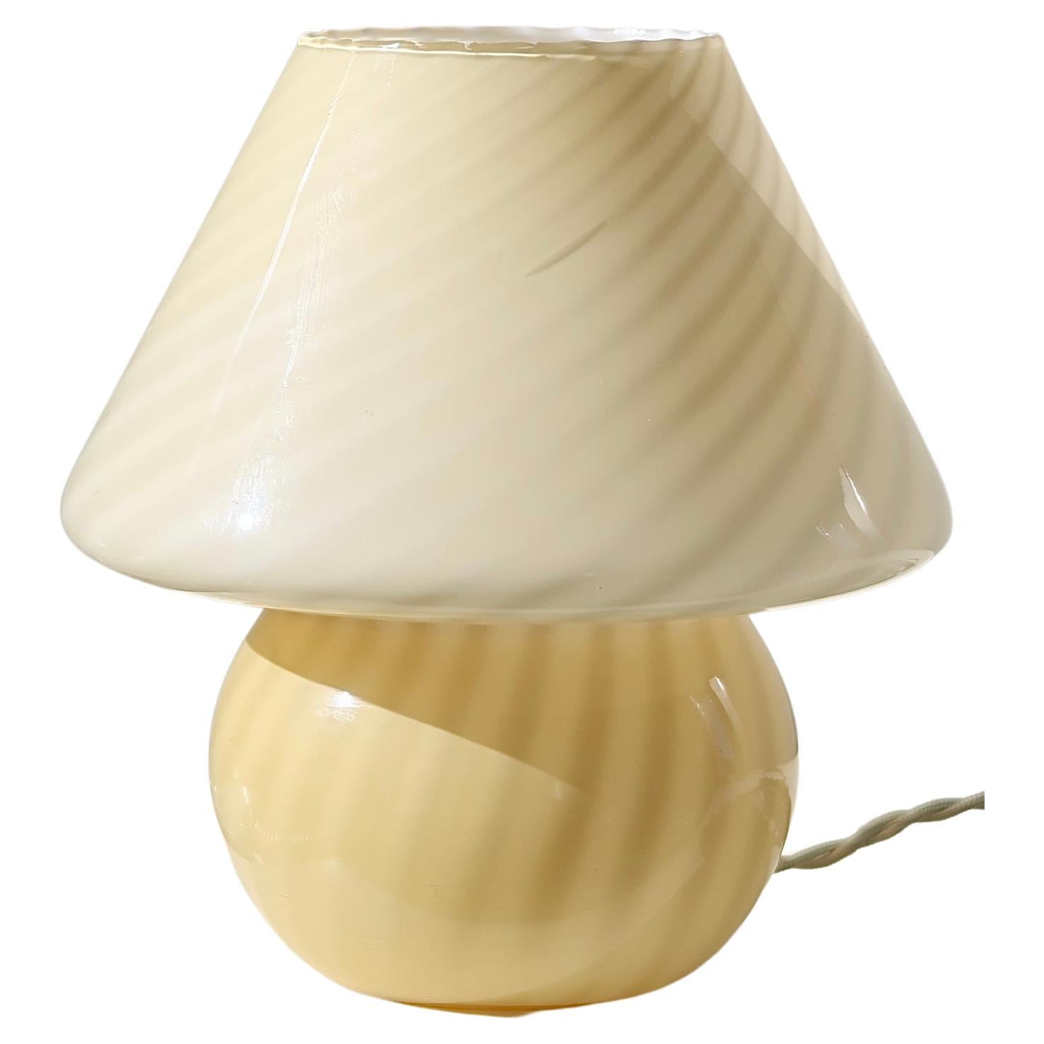 Vintage Murano Pink Swirl Mushroom Table Lamp For Sale at 1stDibs