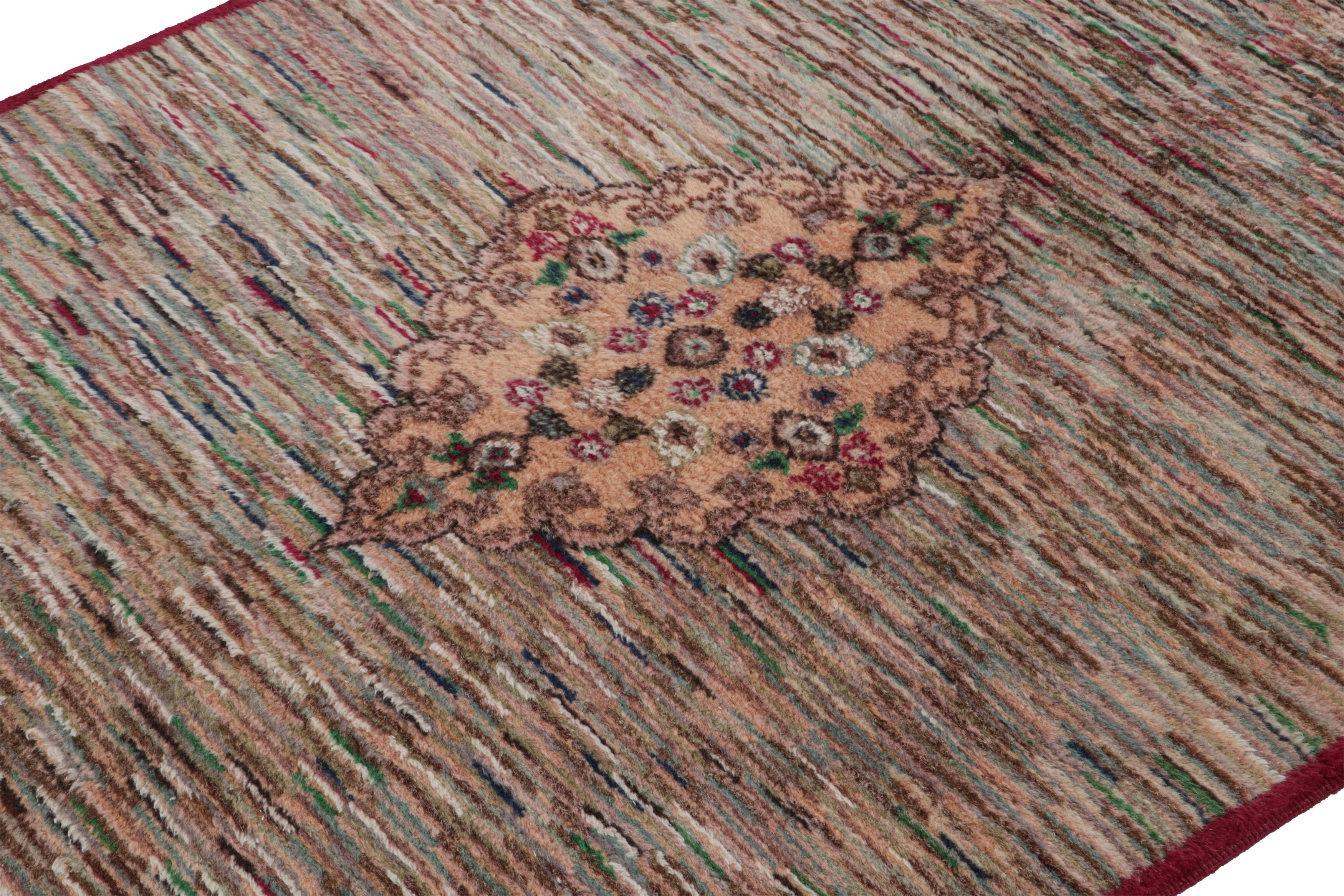 Hand-Knotted Vintage Müren rug, with Abstract Multihued field and medallion, from Rug & Kilim For Sale