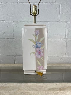 Vintage Murray Feiss Ceramic Floral Table Lamp, Postmodern Hollywood Regency