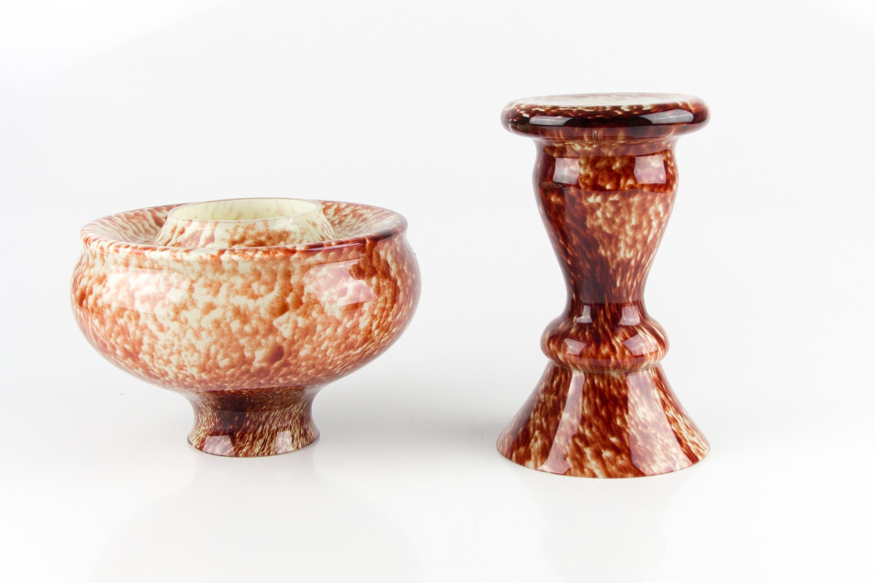Vintage Pilz-förmigen roten Kunstglas Teelichthalter oder Kerze Lampe oder Vase im Angebot 5