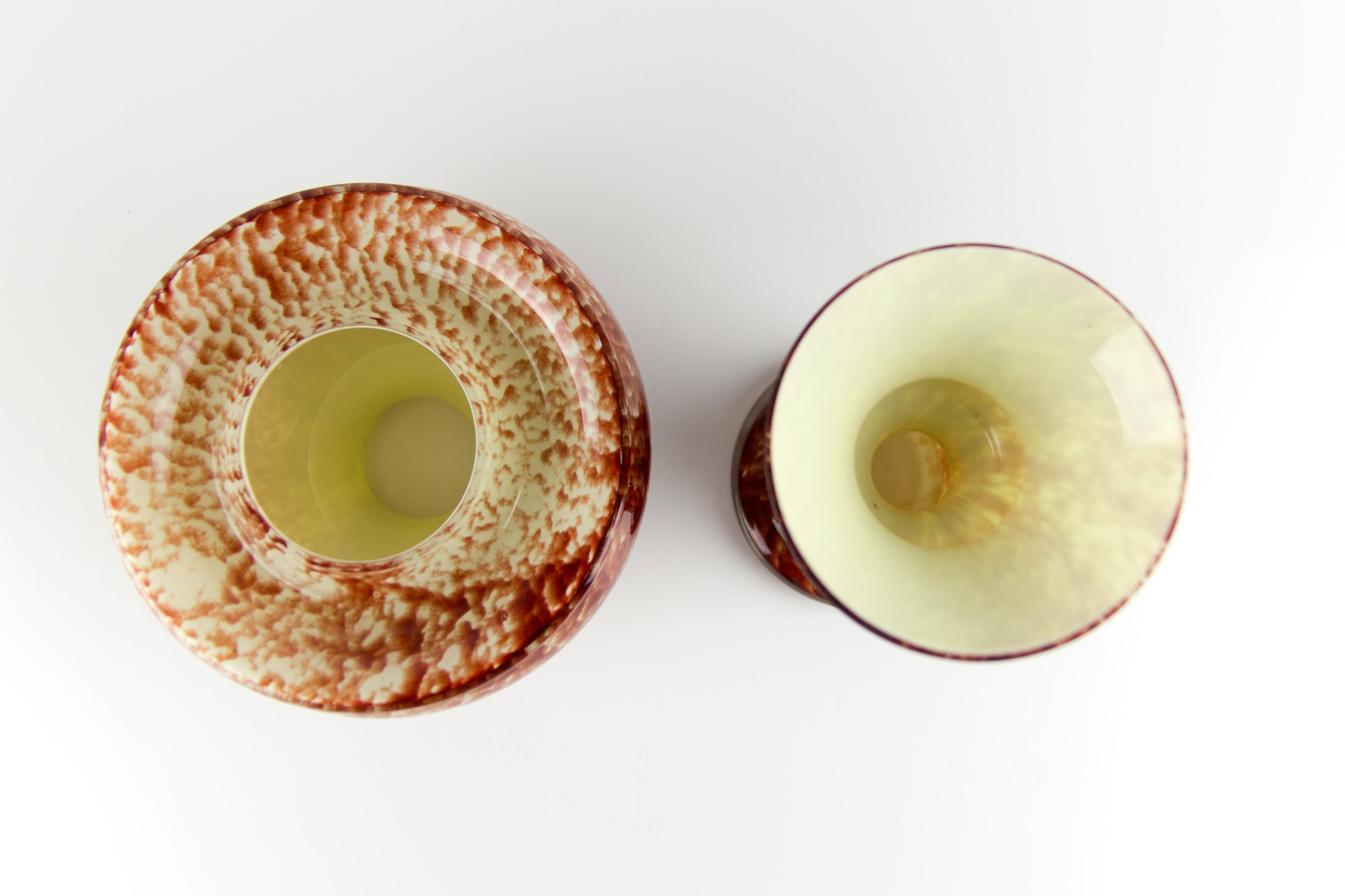 Vintage Pilz-förmigen roten Kunstglas Teelichthalter oder Kerze Lampe oder Vase im Angebot 7