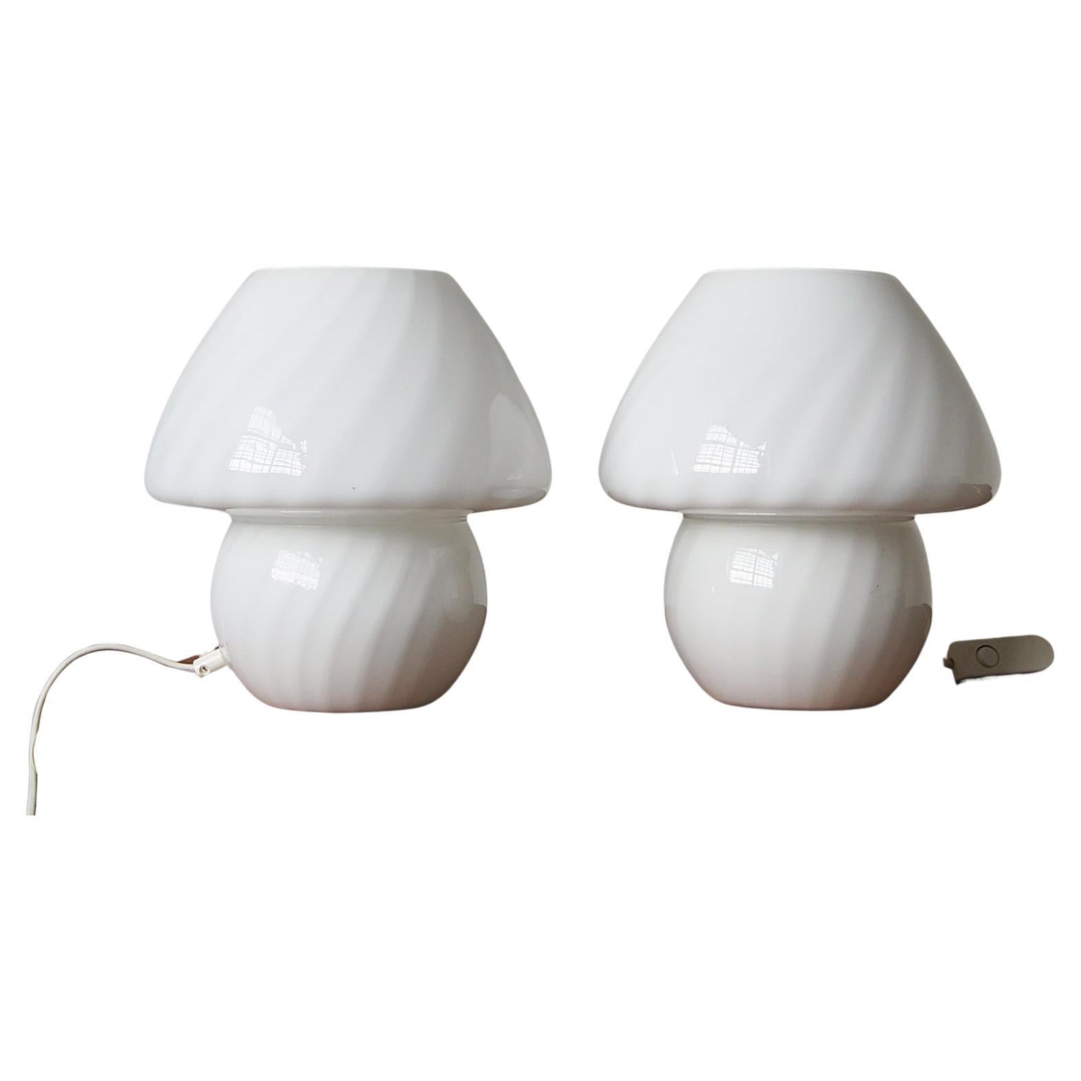 Vintage Mushroom Table Lamp Italy 1970s set of 2