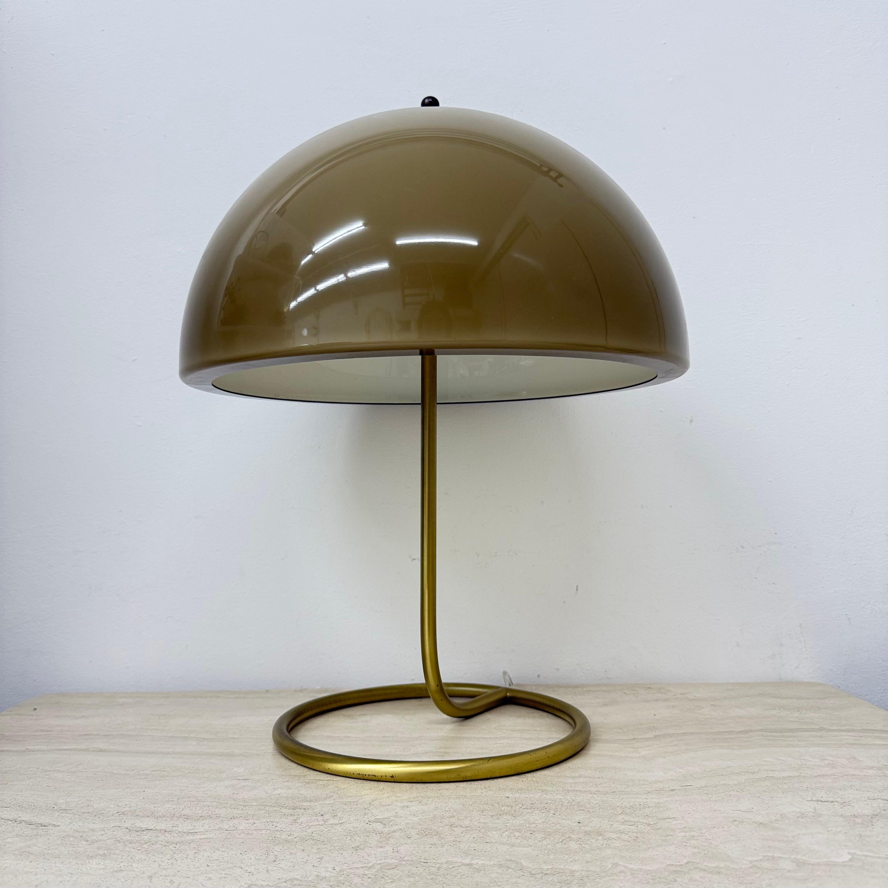 Vintage Mushroom table lamp with gold metal base , 1970s For Sale 3