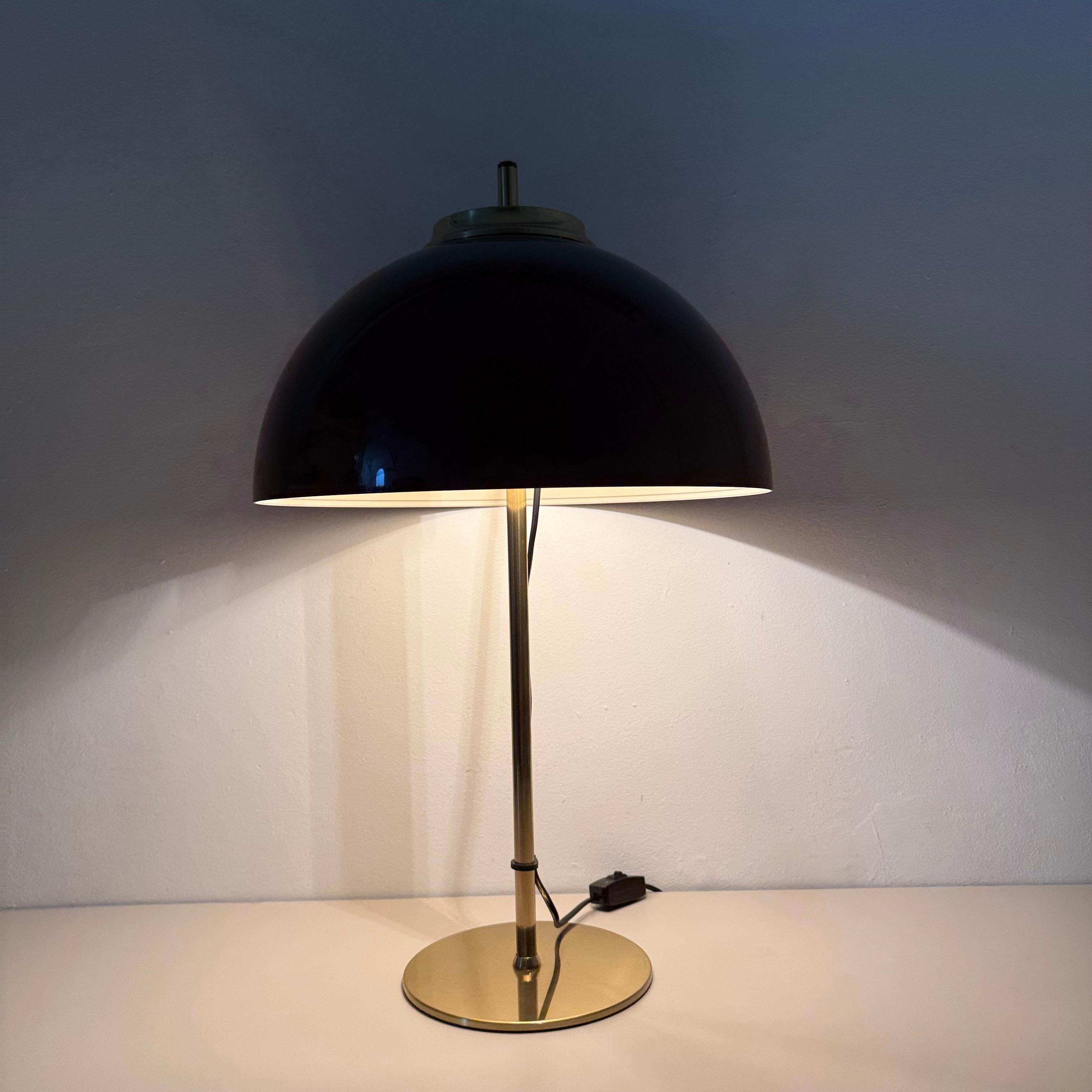 Mid-Century Modern Vintage Mushroom table lamp with gold metal base , 1970s For Sale