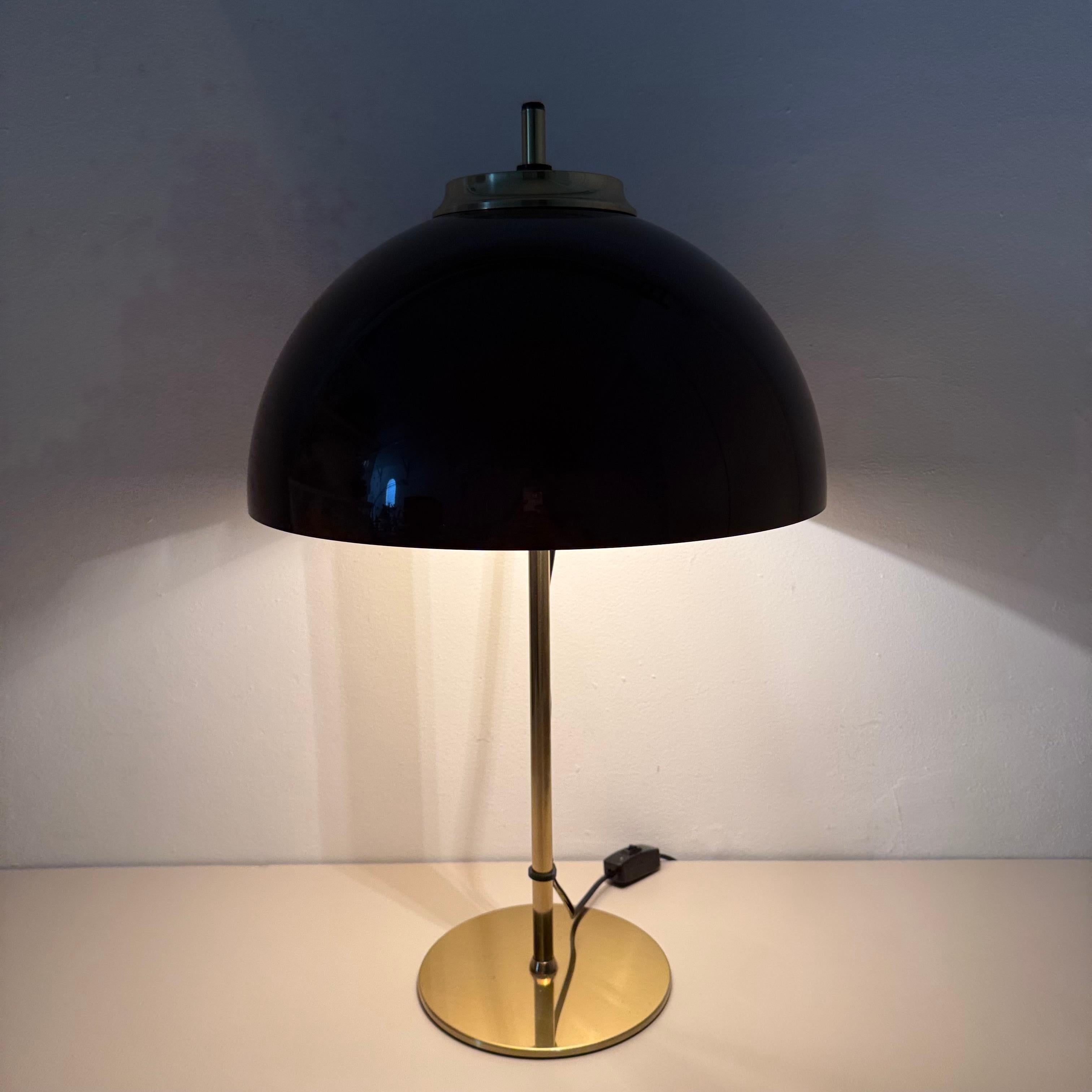German Vintage Mushroom table lamp with gold metal base , 1970s For Sale
