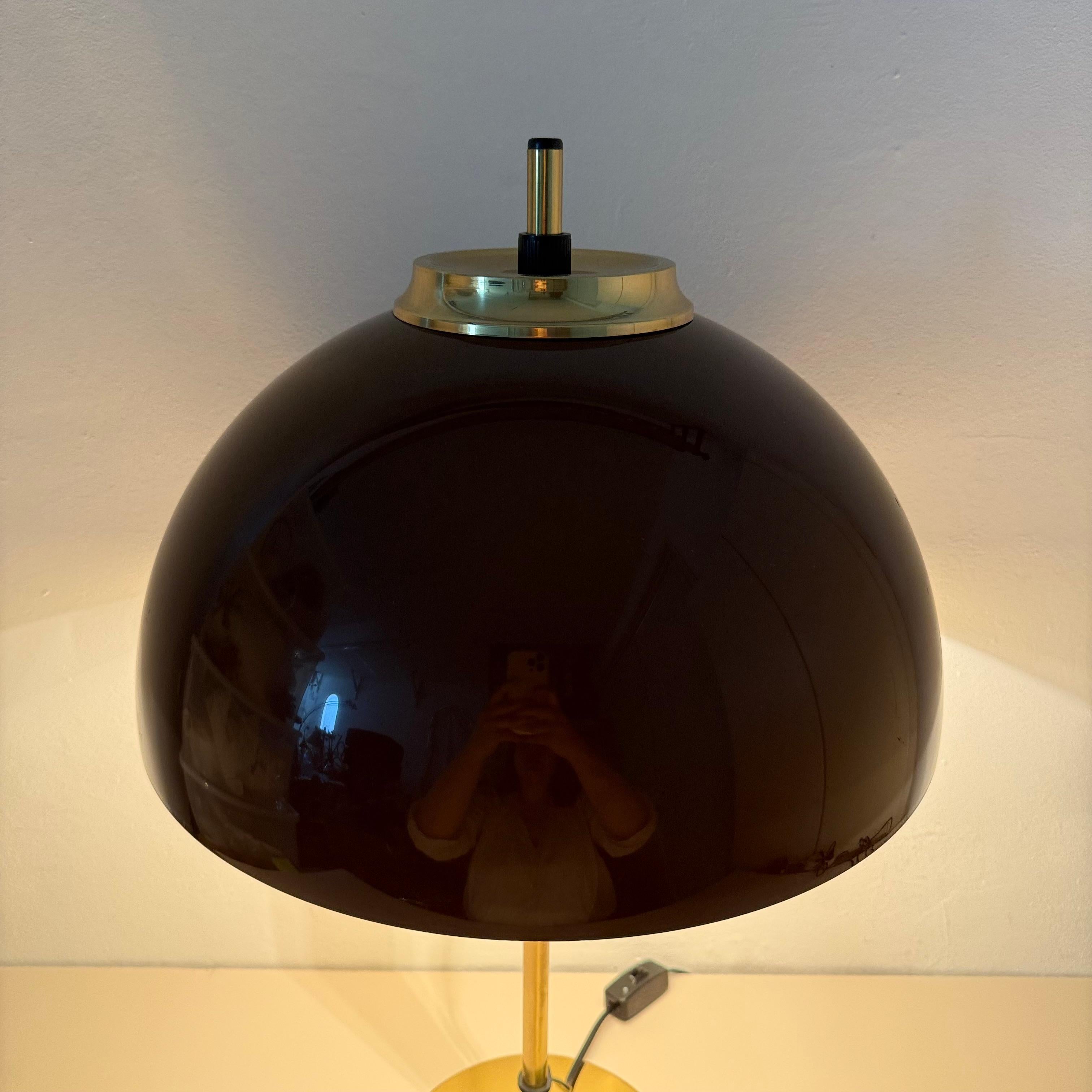 Late 20th Century Vintage Mushroom table lamp with gold metal base , 1970s For Sale