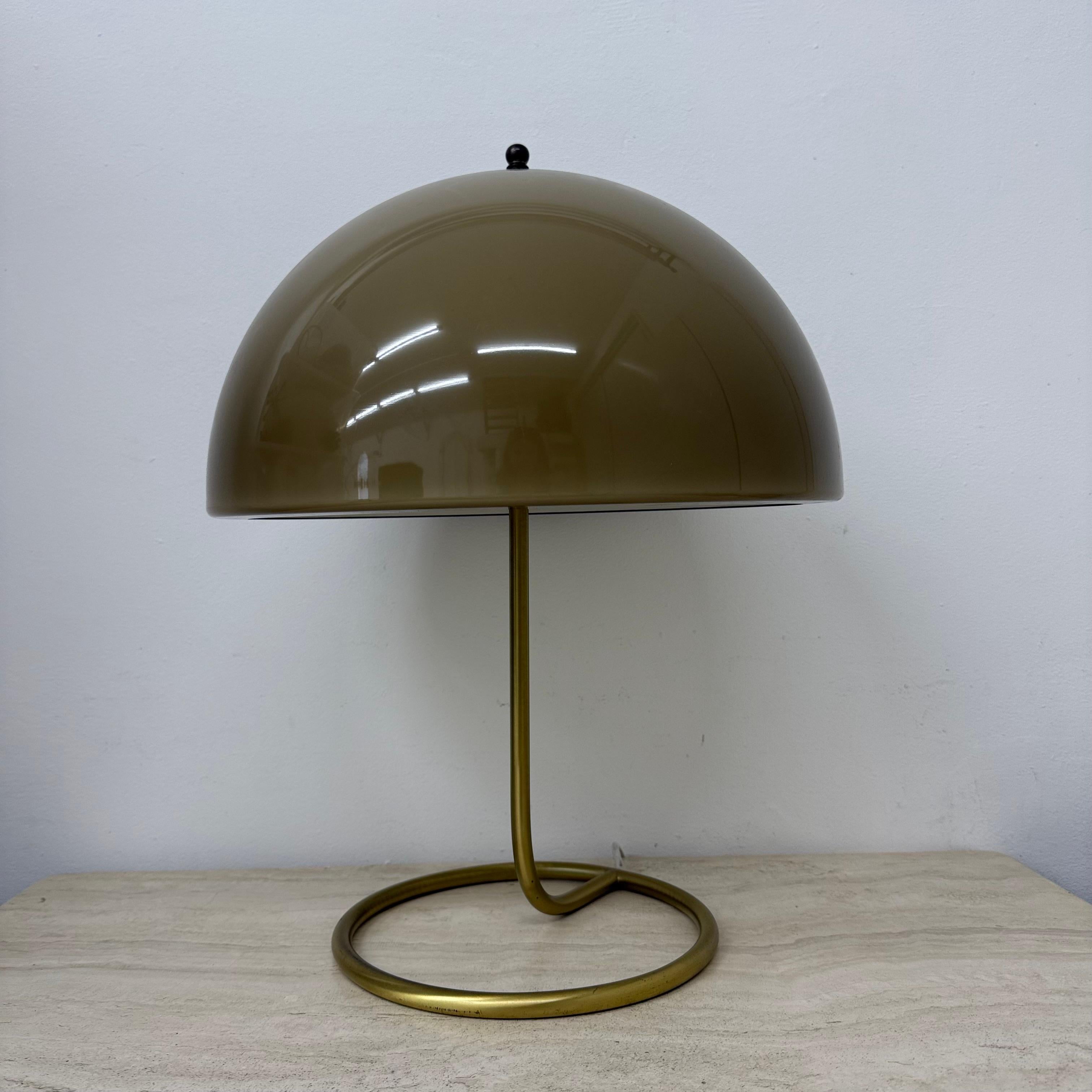Vintage Mushroom table lamp with gold metal base , 1970s For Sale 1