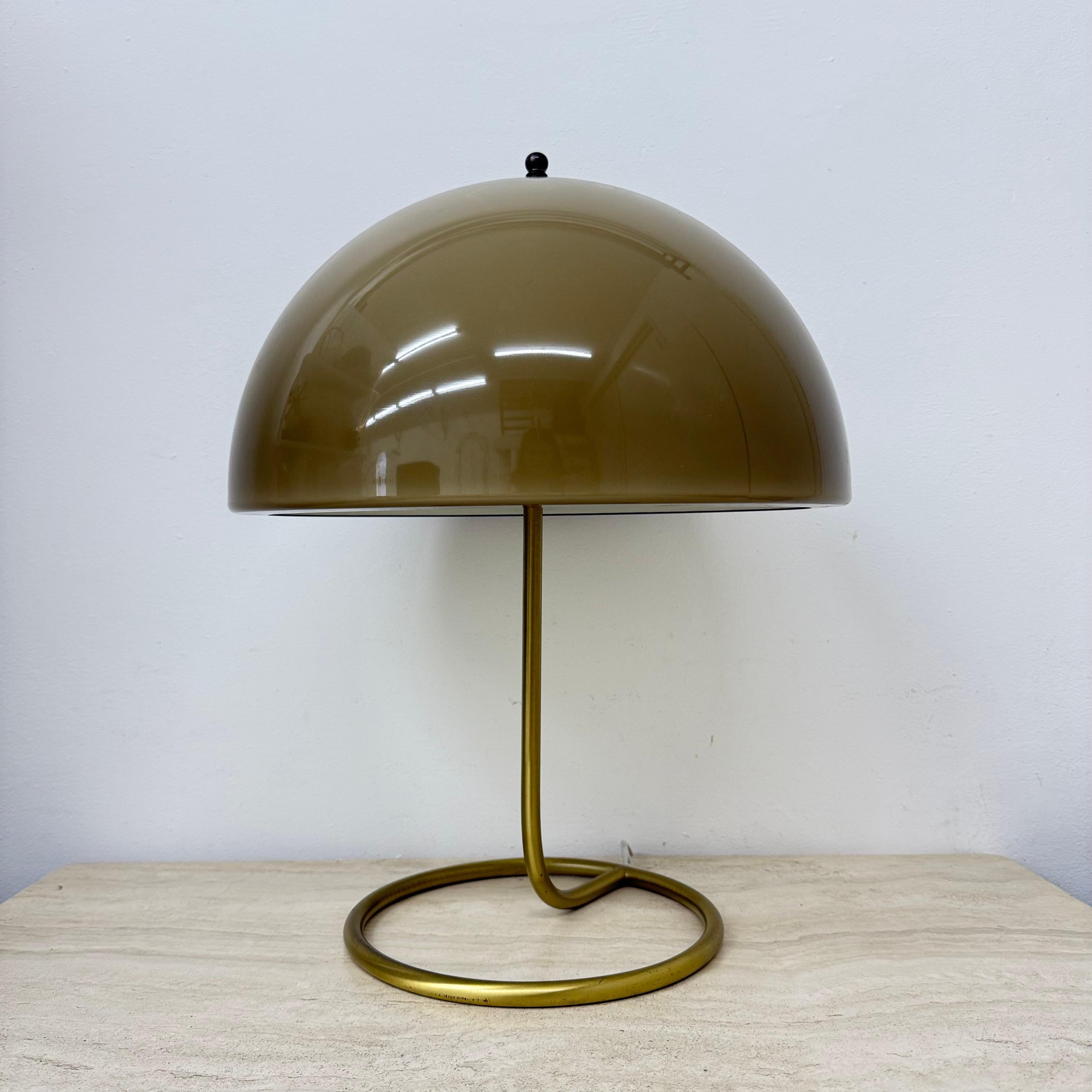 Vintage Mushroom table lamp with gold metal base , 1970s For Sale 2