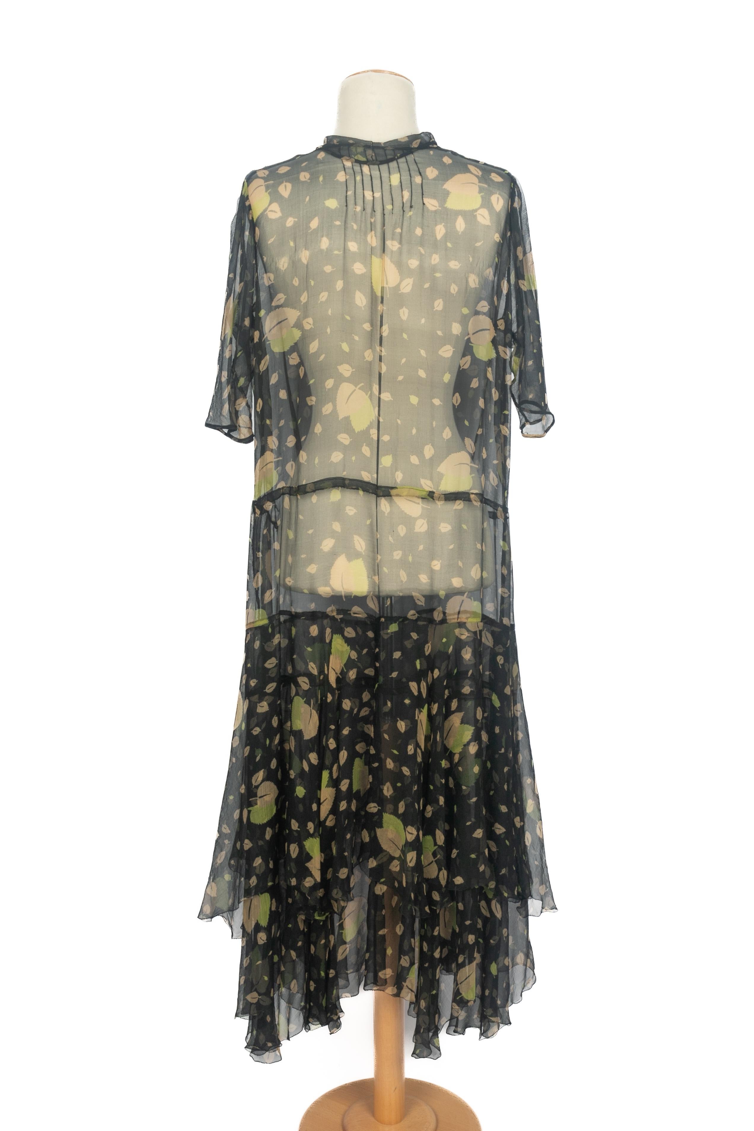 Vintage Musselin Kleid Damen im Angebot