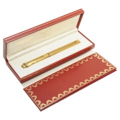 Vintage Cartier 18ct Gold plattiert Vendome Kreuzschraffur Cisele Füllfederhalter