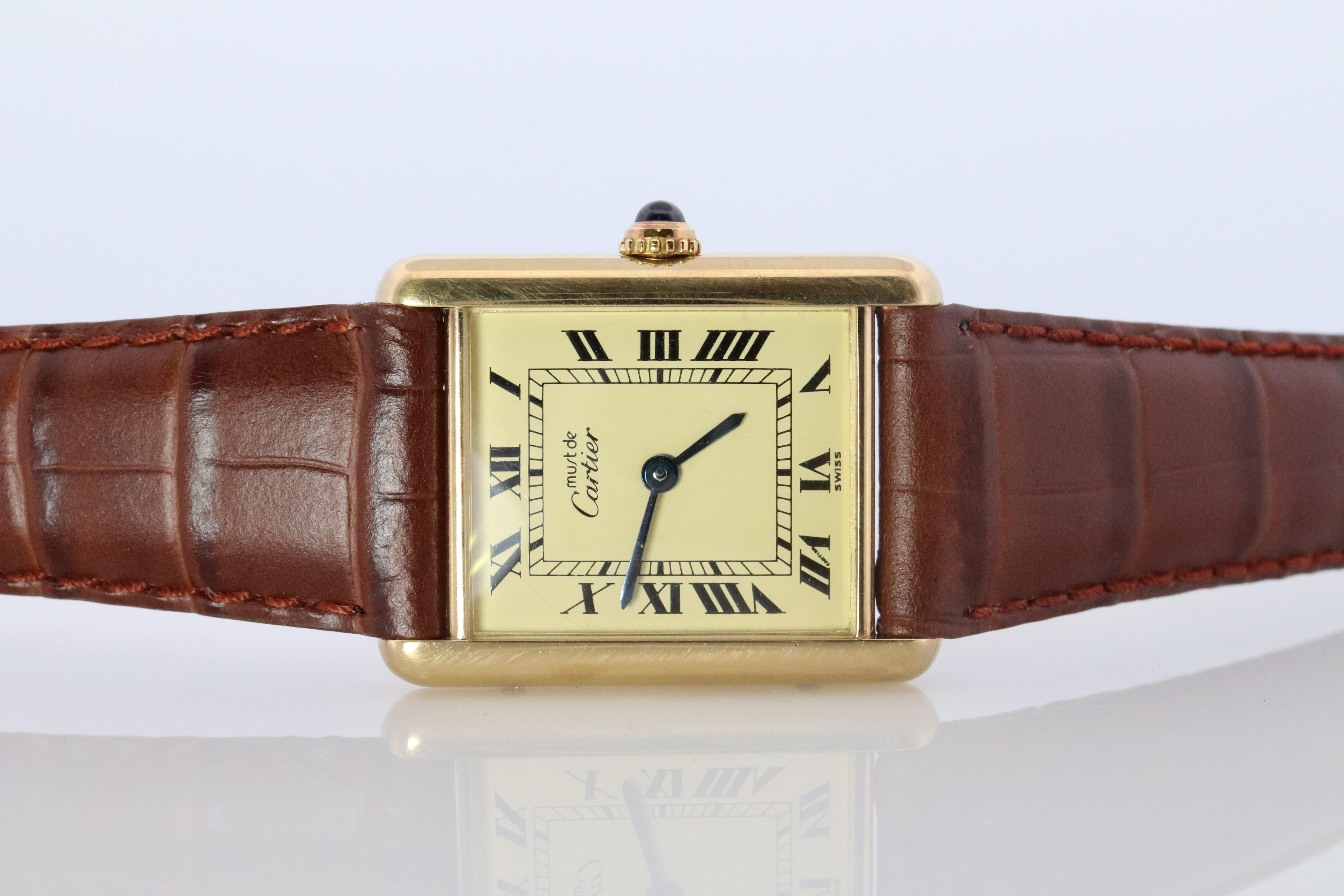 Moderno Orologio Must de Cartier 590005 Tank d'epoca. Serbatoio al quarzo ARGENT in vermeil 925. in vendita