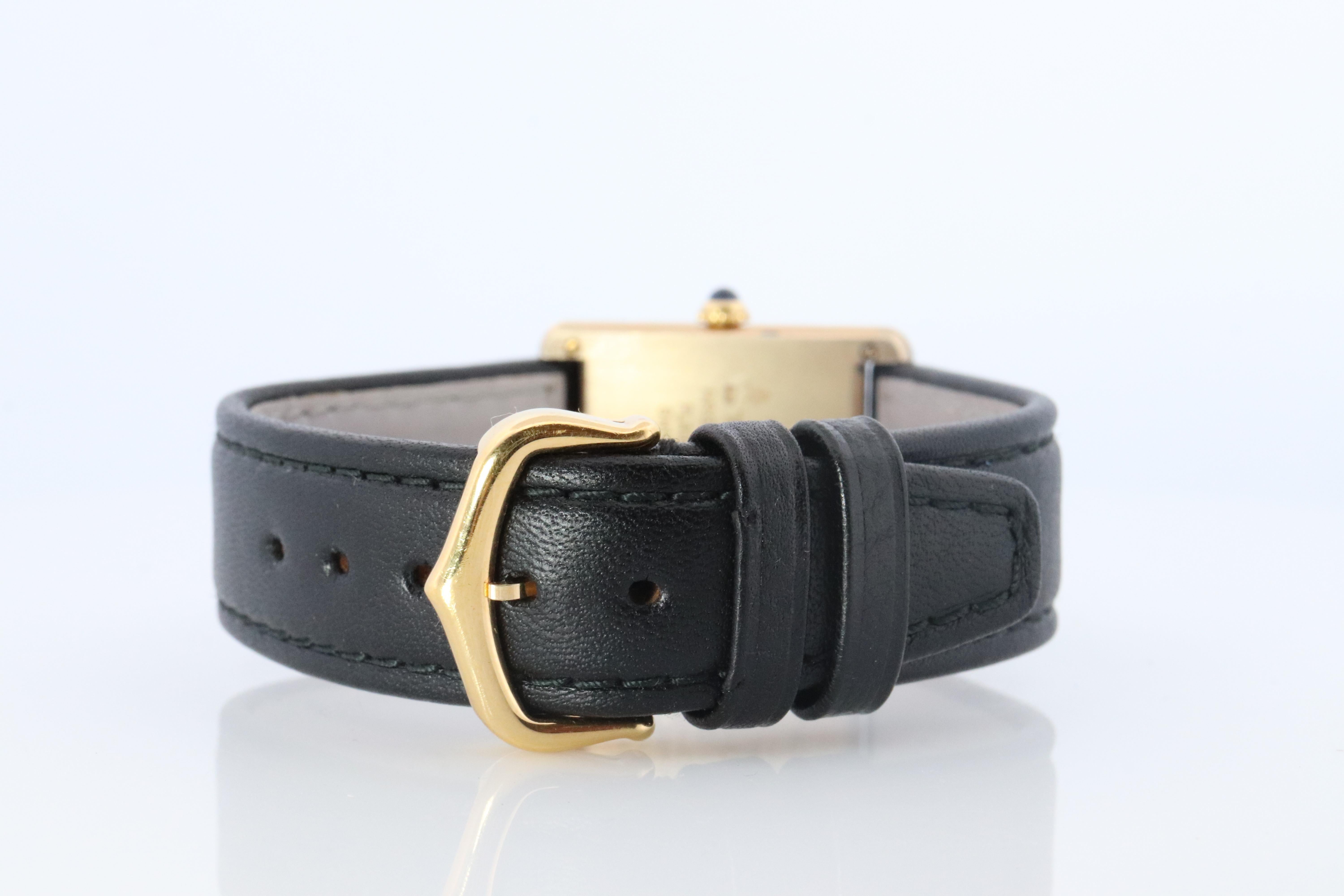 Vintage Must de Cartier 590005 Tank Watch. 925 Vermeil ARGENT Quartz Tank. In Good Condition For Sale In Port Charlotte, FL