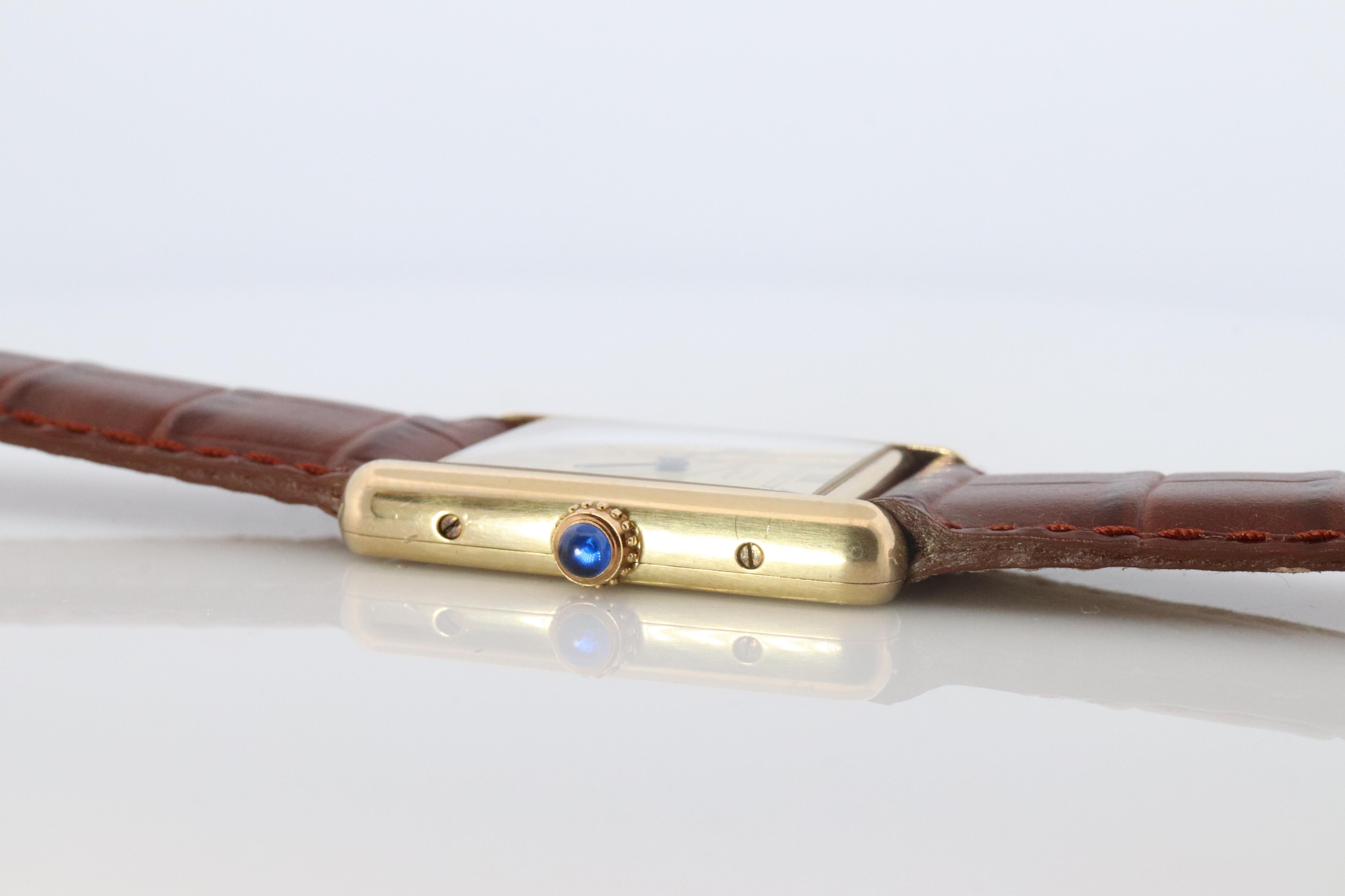 Orologio Must de Cartier 590005 Tank d'epoca. Serbatoio al quarzo ARGENT in vermeil 925. In condizioni buone in vendita a Port Charlotte, FL