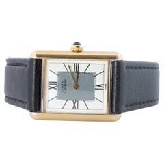 Vintage Must de Cartier 590005 Tank Watch. 925 Vermeil ARGENT Quartz Tank.