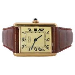 Vintage Must de Cartier 590005 Tank Watch. 925 Vermeil ARGENT Quartz Tank.