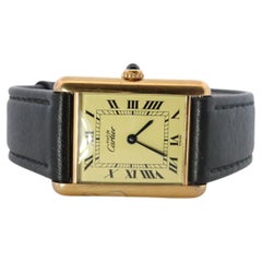 Vintage Must de Cartier 590005 Tank Watch. 925 Vermeil ARGENT Quartz Tank.