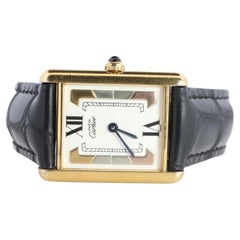 Vintage Must de Cartier 590005 Tank Watch. 925 Vermeil ARGENT Quartz Tank.