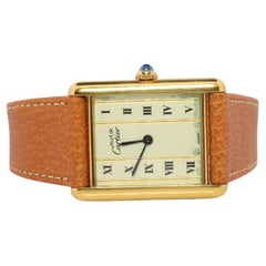 Vintage Must de Cartier 590005 Tank Watch. Cartier Pillar Dial ARGENT Tank.