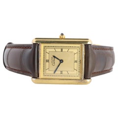 Vintage Must de Cartier 681006 Tank Watch. 925 Vermeil ARGENT Quartz Tank.