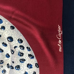 Vintage Must De Cartier Bordeaux Red Silk Panther Bracelet Scarf