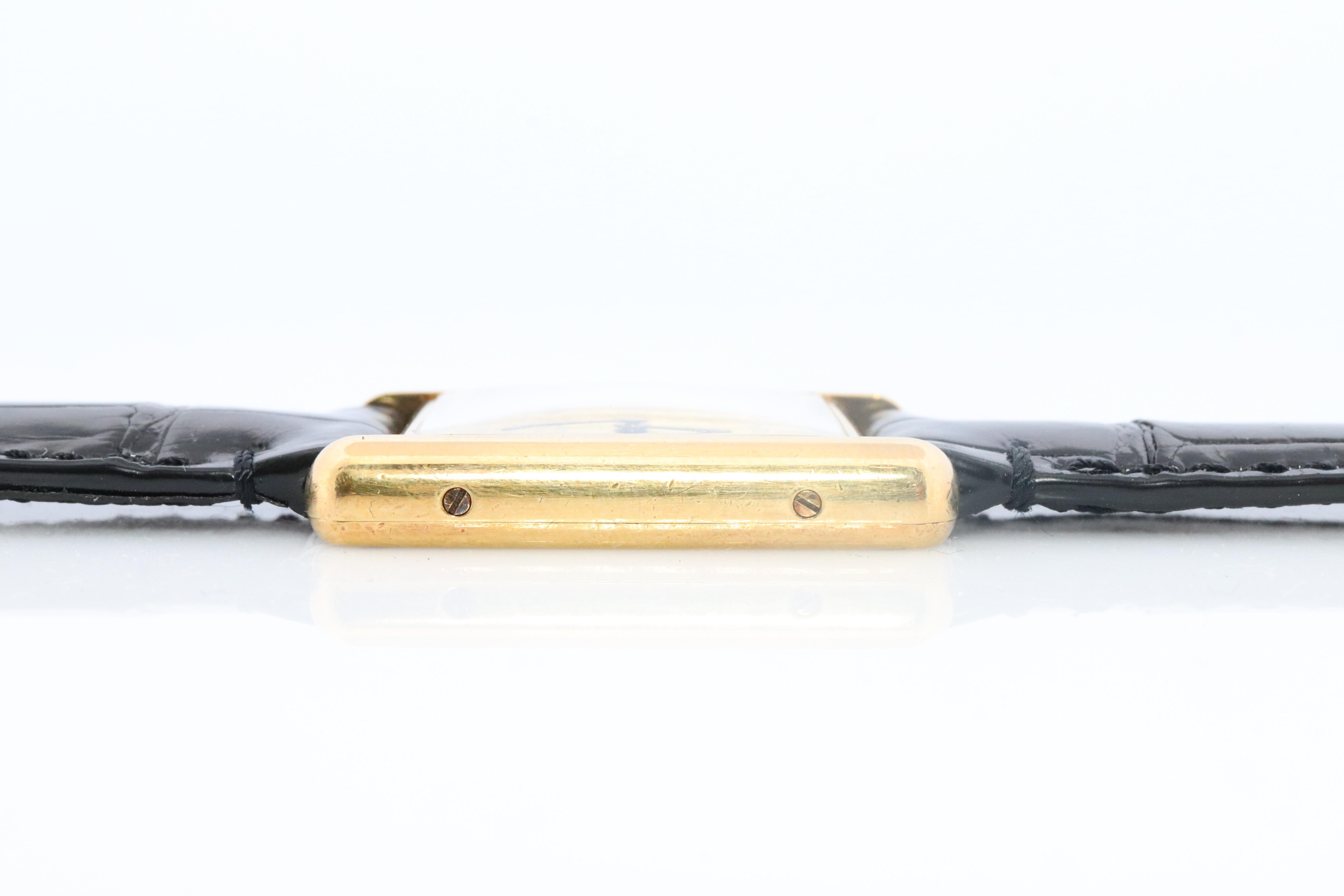 Vintage Must de Cartier Champagne Tank Watch. 925 Vermeil ARGENT Quartz Tank. In Good Condition In Port Charlotte, FL