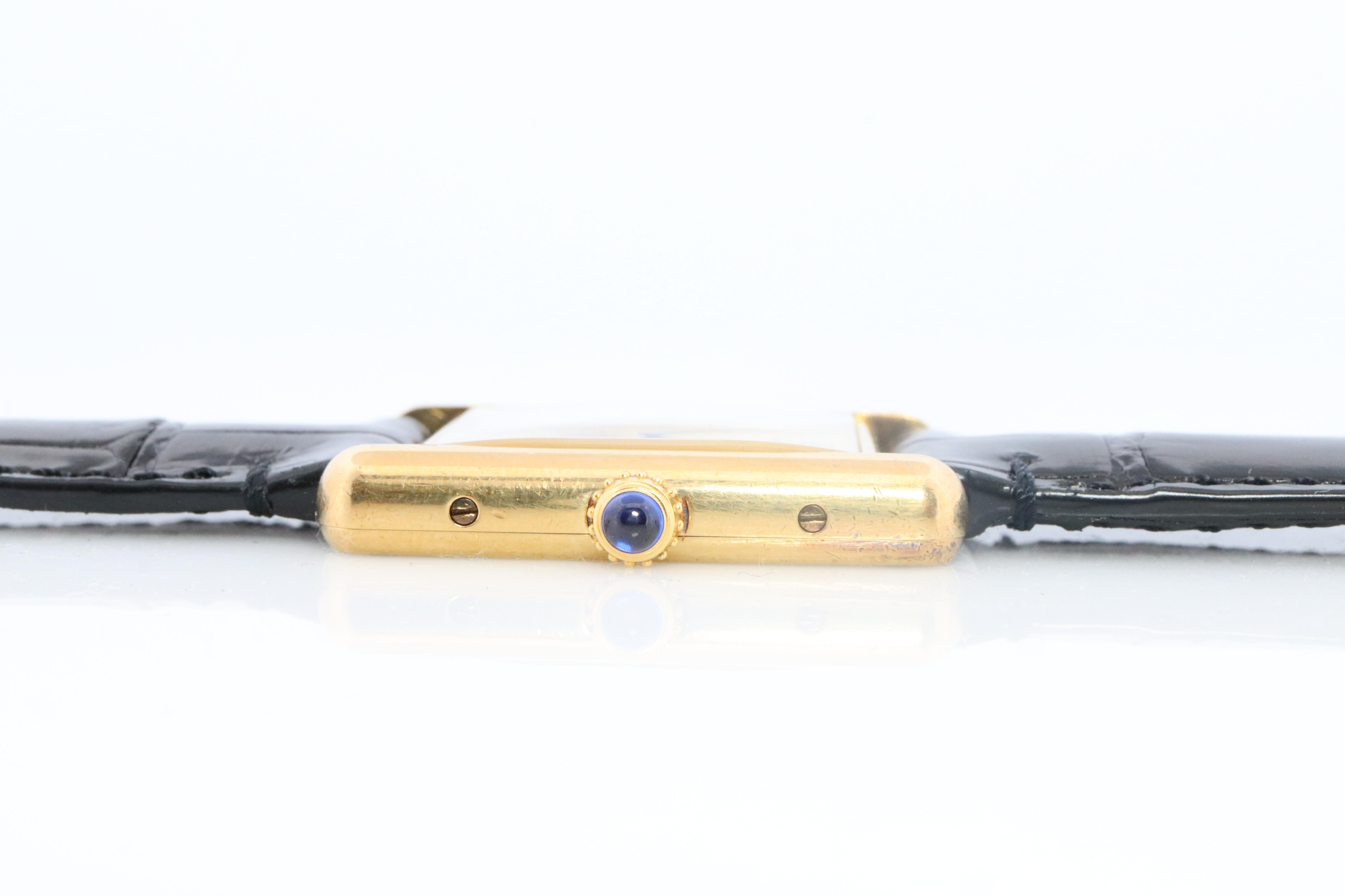 Women's Vintage Must de Cartier Champagne Tank Watch. 925 Vermeil ARGENT Quartz Tank.
