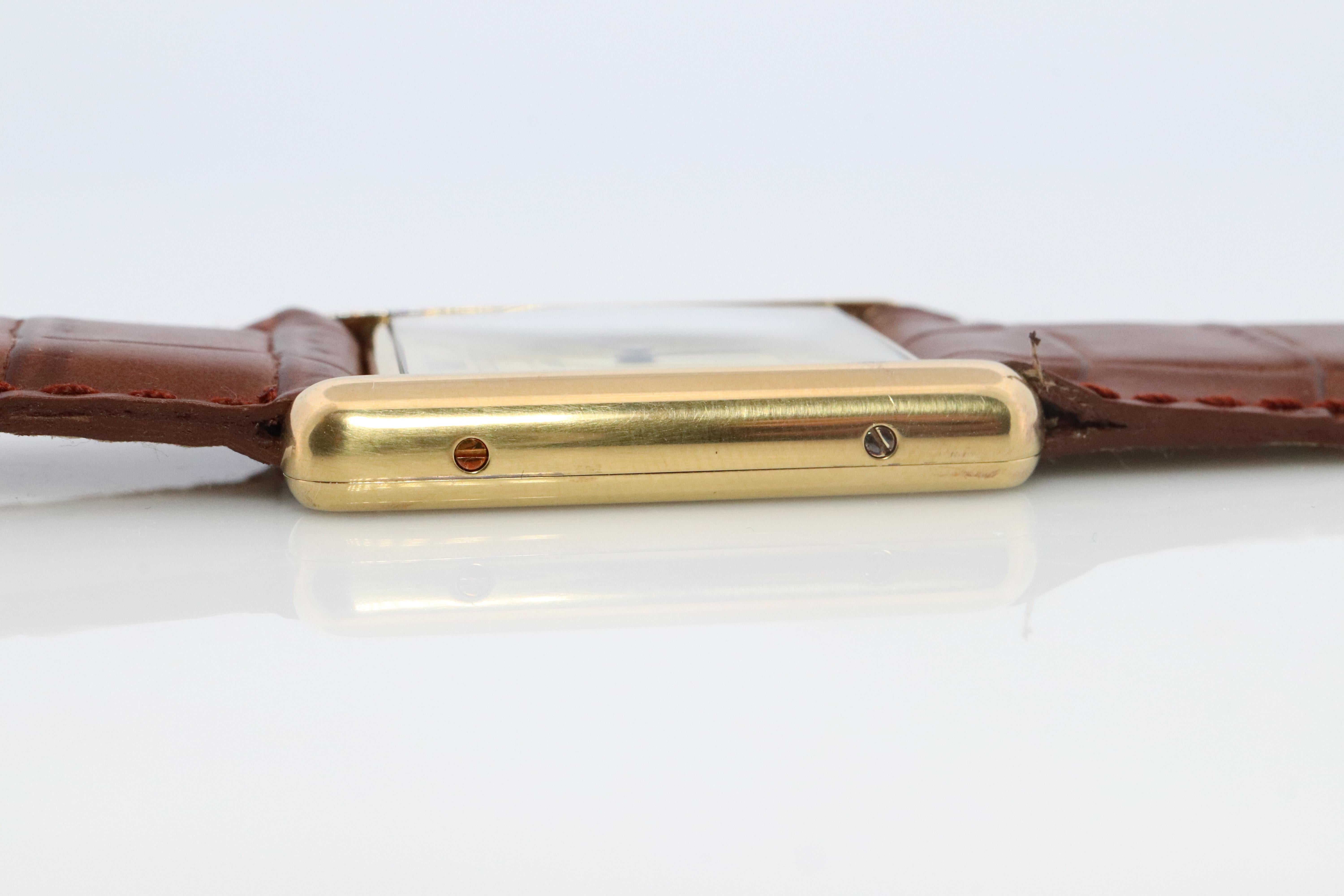 Men's Vintage Must de Cartier Champagne Tank Watch. 925 Vermeil ARGENT Quartz Tank. For Sale