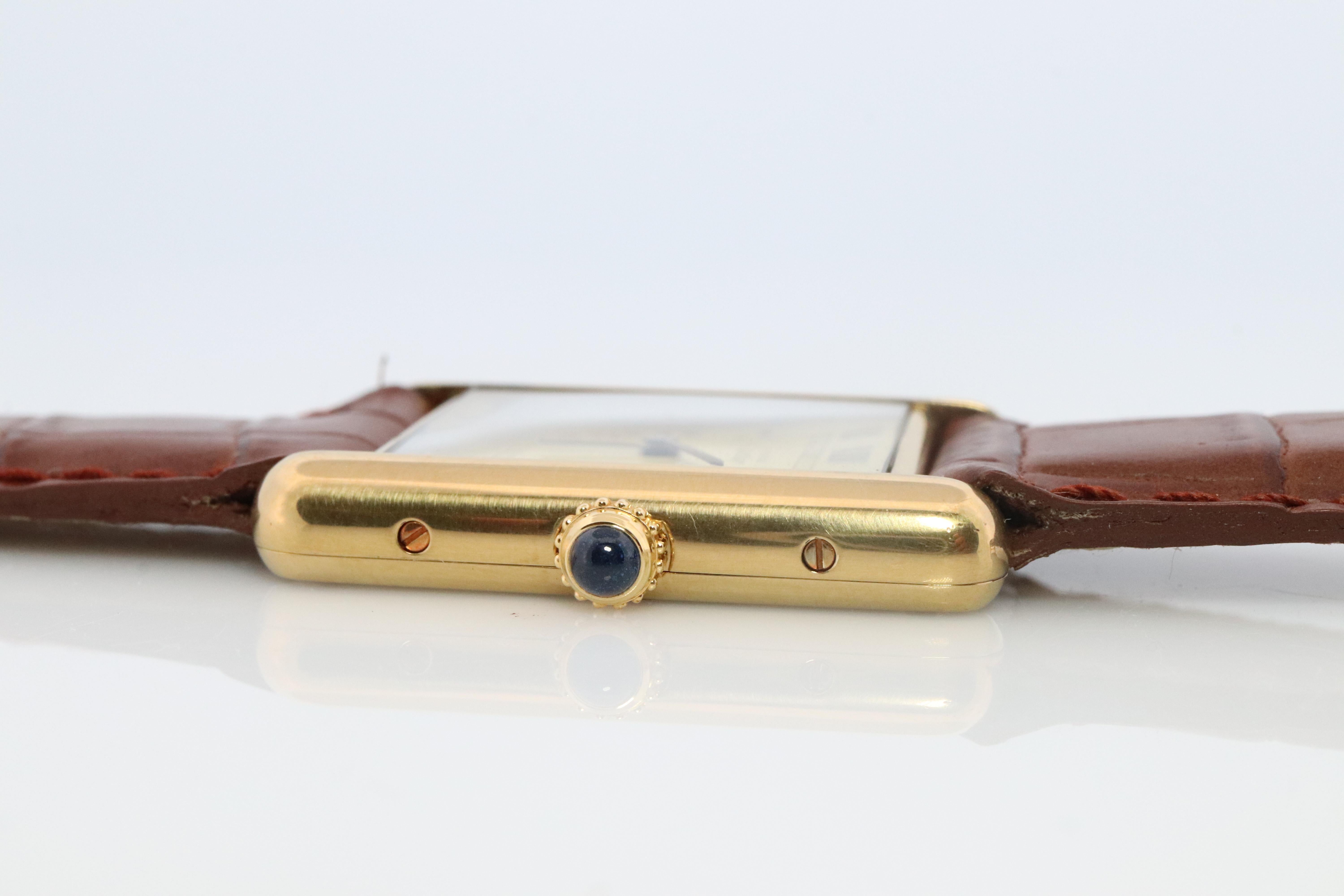 Vintage Must de Cartier Champagne Tank Watch. 925 Vermeil ARGENT Quartz Tank. For Sale 1