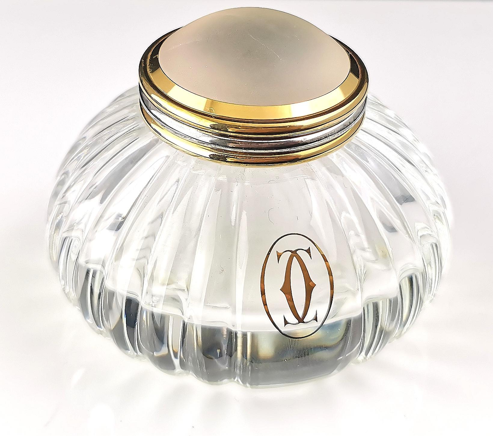 Vintage Must de Cartier crystal inkwell  In Good Condition For Sale In NEWARK, GB
