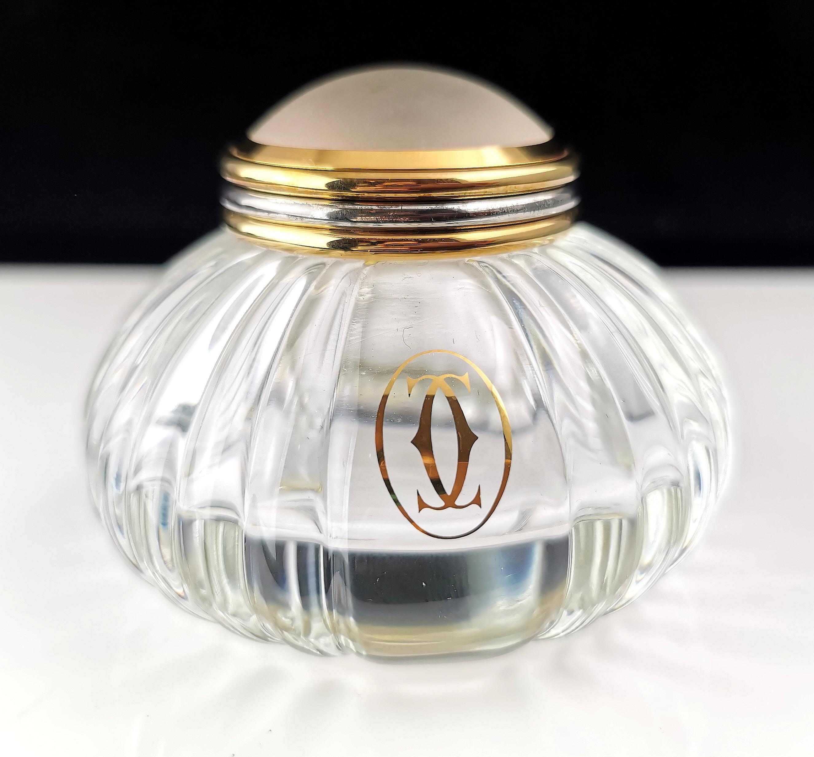 Silver Plate Vintage Must de Cartier crystal inkwell  For Sale