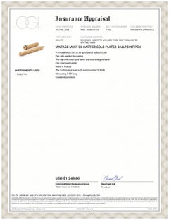 Vintage Must De Cartier Gold Plated Ballpoint Pen