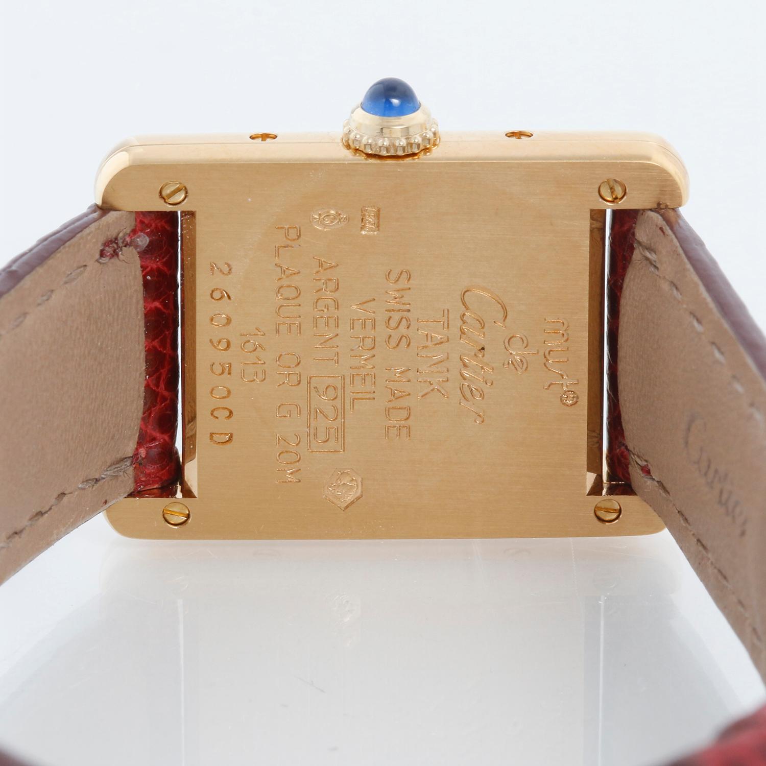 Vintage Must de Cartier Gold Vermeil Burgundy Ladies Quartz Watch 2