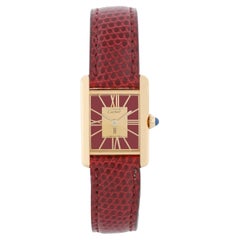 Reloj de cuarzo Must de Cartier vintage para señora en oro vermeil burdeos