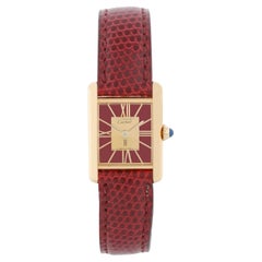 Vintage Must de Cartier Gold Vermeil Burgundy Ladies Quartz Watch